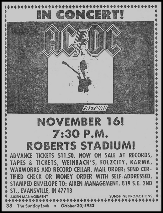 AC/DC's Flick of the Switch tour at Roberts Stadium in 1983