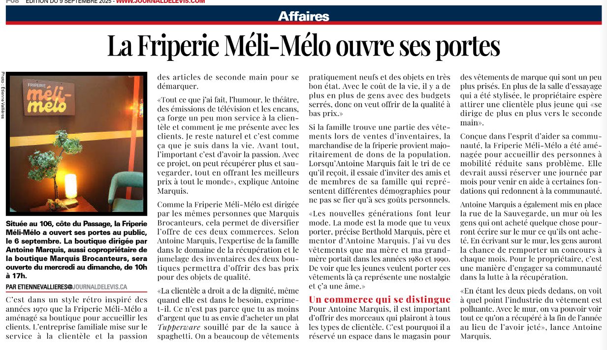 Mon - [P'tites annonces du lundi] La Friperie Méli-Mélo vient d’ouvrir ...