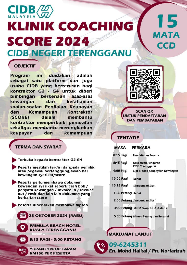 CIDB - 𝐊𝐋𝐈𝐍𝐈𝐊 𝐂𝐎𝐀𝐂𝐇𝐈𝐍𝐆 𝐒𝐂𝐎𝐑𝐄 𝟐𝟎𝟐𝟒 𝐂𝐈𝐃𝐁 𝐍𝐄𝐆𝐄𝐑𝐈 𝐓𝐄𝐑𝐄𝐍𝐆𝐆𝐀𝐍𝐔 SCORE atau ...