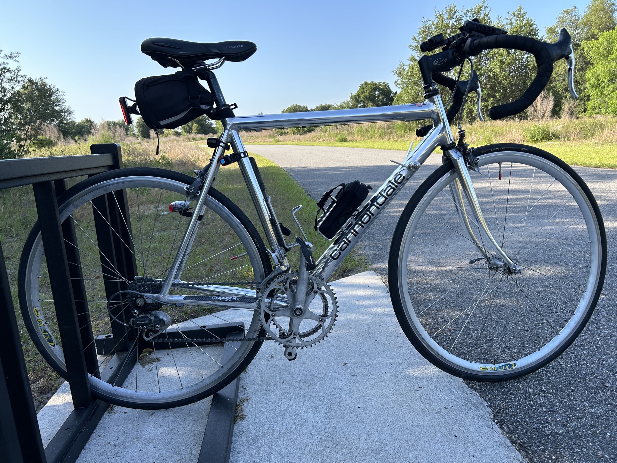 1994 Polished Aluminum Cannondale... Still has a lot of miles left 