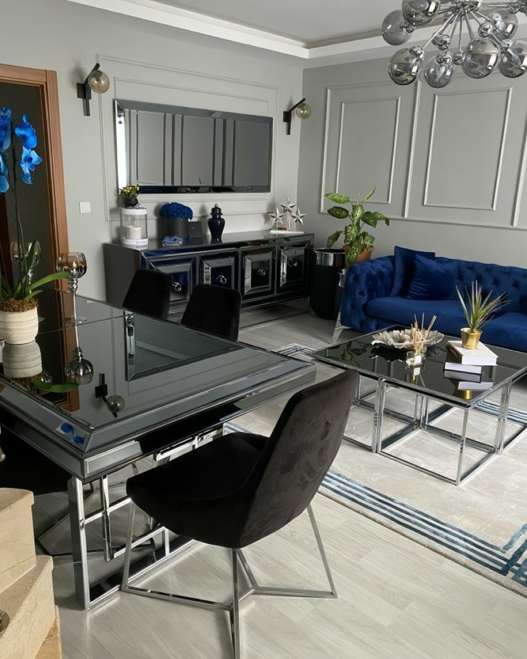 The Inspiration - A stunning mix of glass, chrome, and deep blue ...
