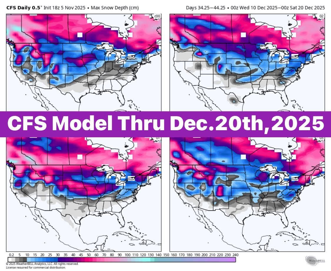 National - CFS Long-Range Snow Depth Outlook ️ This latest CFS run ...