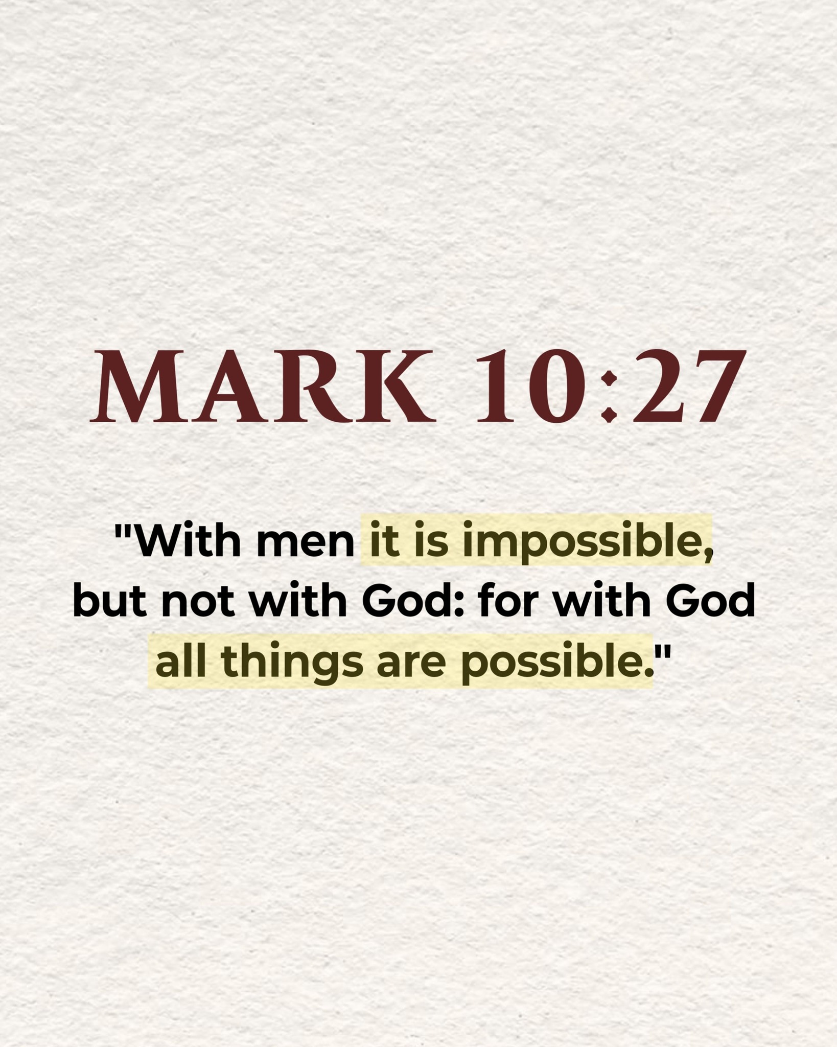 God's - MARK 10:27 📖🙏🕊️ “This ONE verse will remind you: nothing is too ...