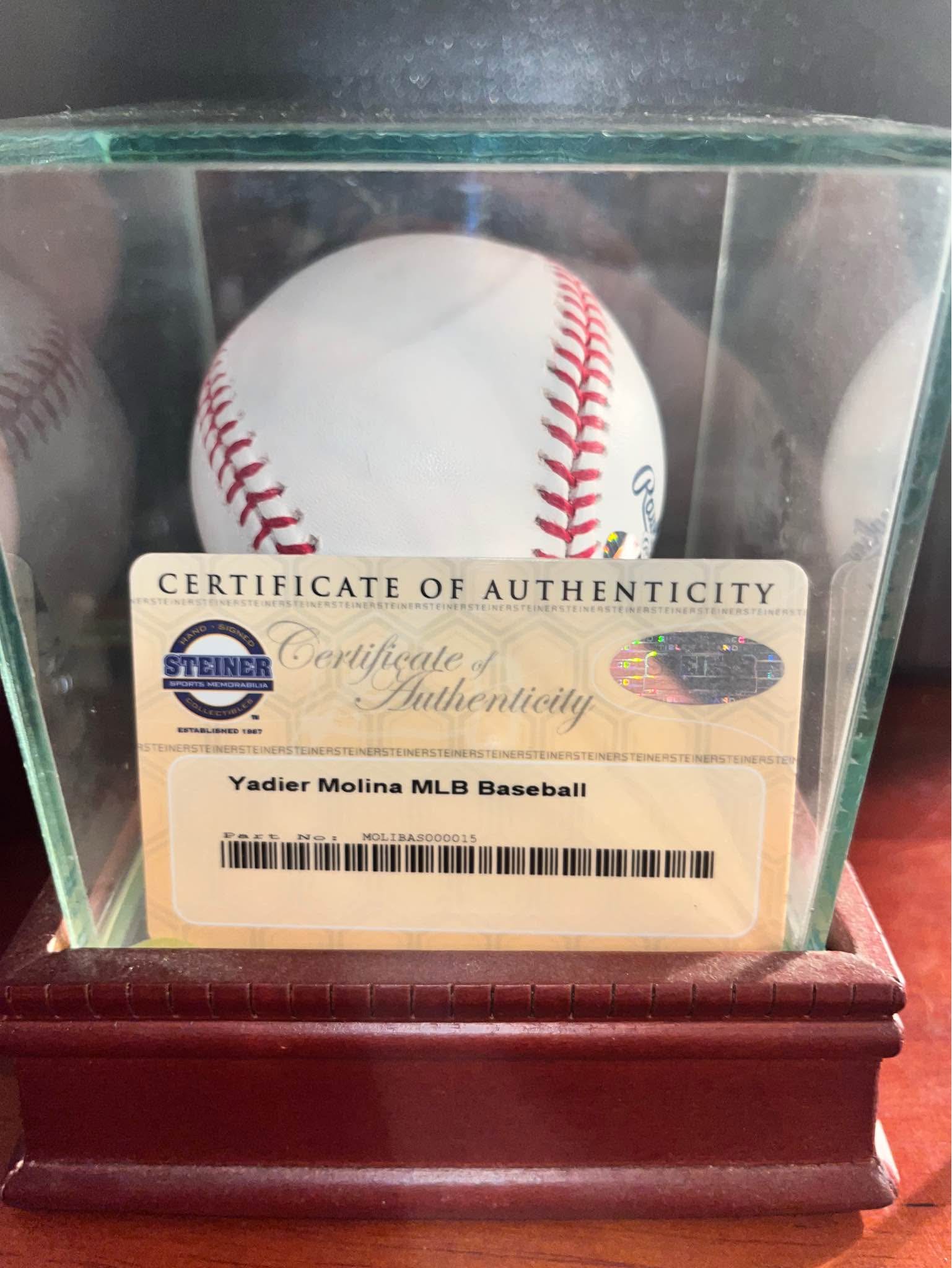 Yadier Molina and Lou Brock HOF Signed Baseballs Steiner Sports ...