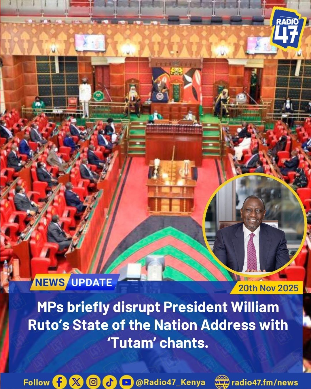 Radio 47 - Tutam! MPs interrupt President Ruto’s State of... | Facebook