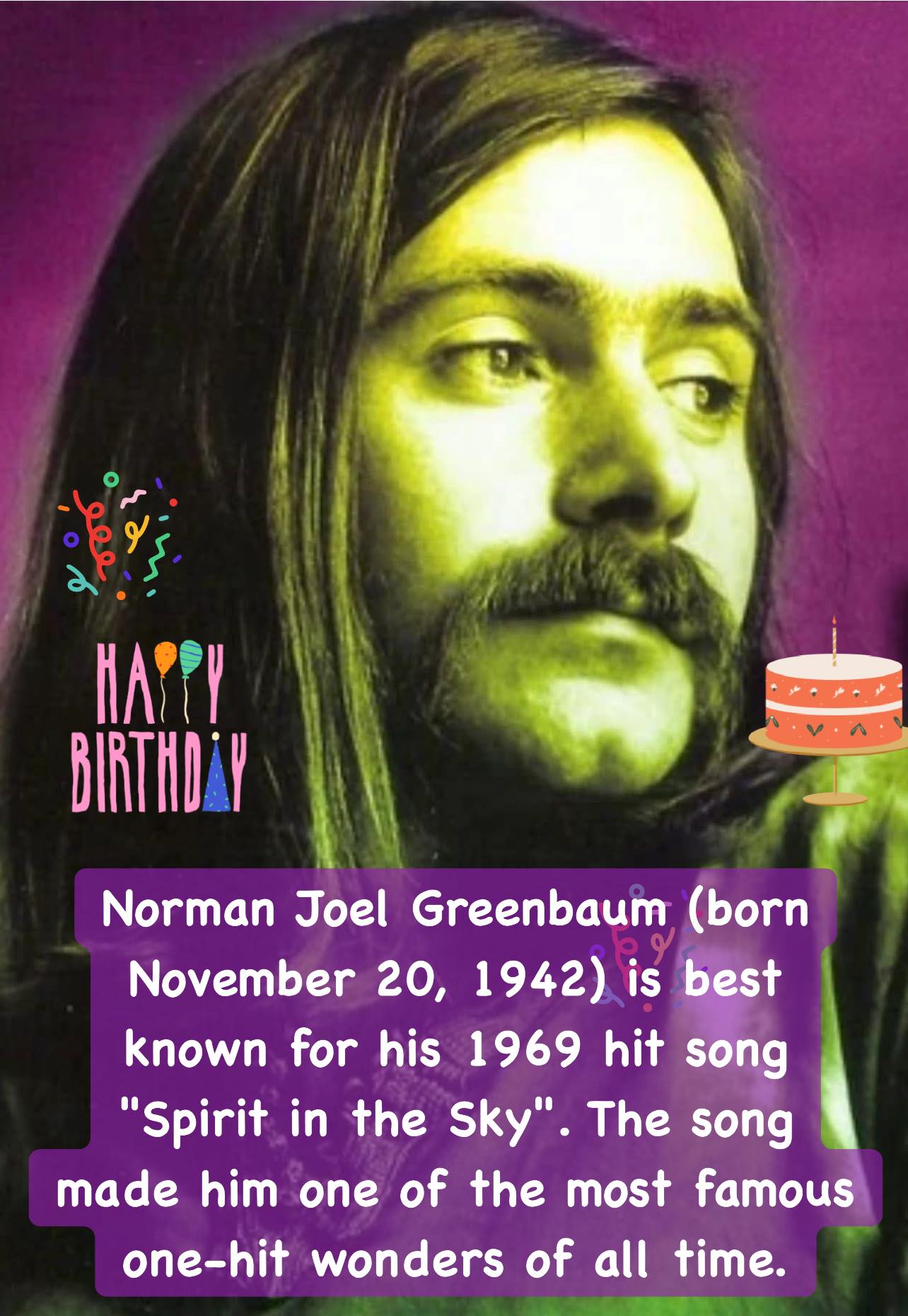Happy 83rd Birthday Norman Greenbaum! 🎂🎁🎶🎉🎊👍🏻☮️🎸 Norman