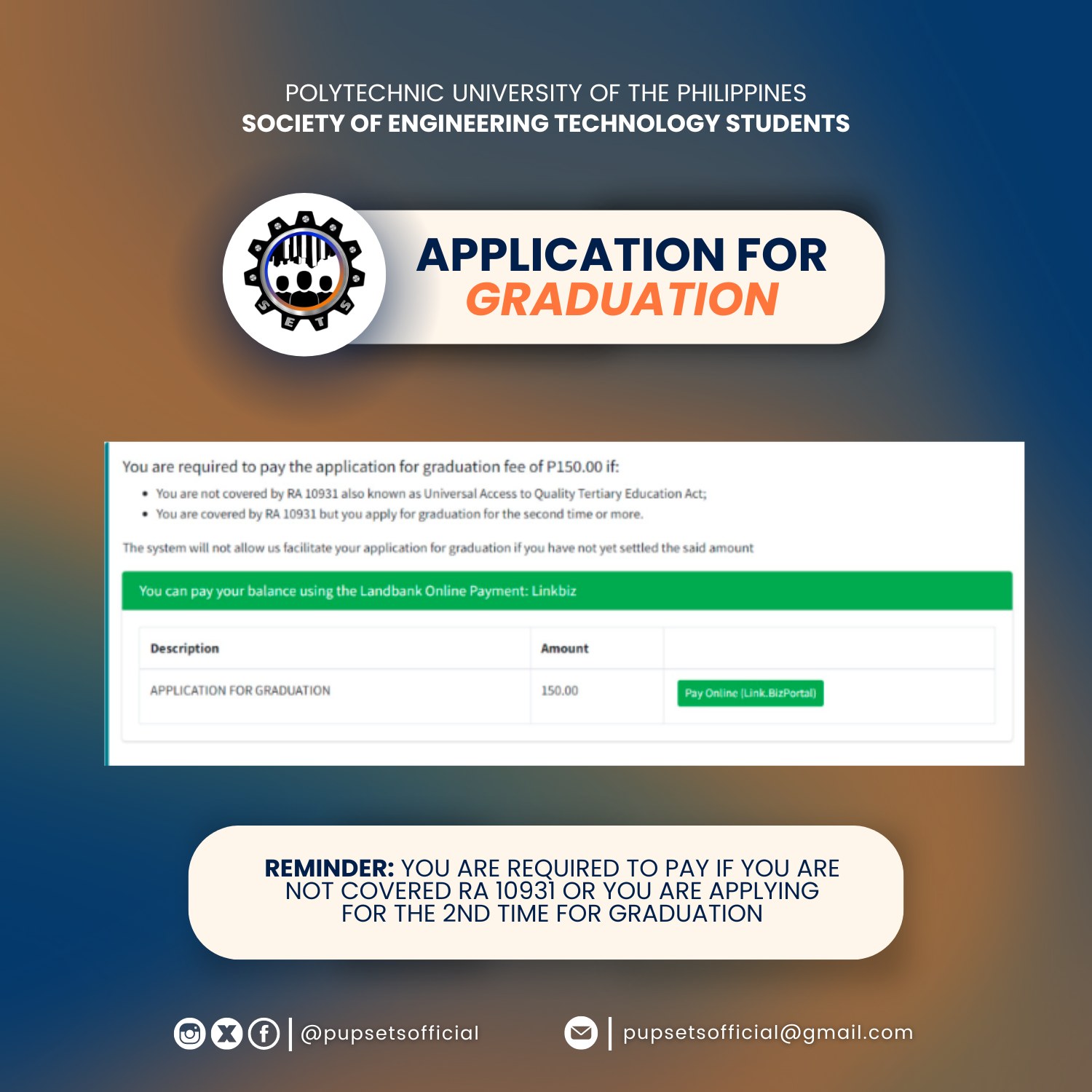 PUP - 𝐀𝐏𝐏𝐋𝐈𝐂𝐀𝐓𝐈𝐎𝐍 𝐅𝐎𝐑 𝐆𝐑𝐀𝐃𝐔𝐀𝐓𝐈𝐎𝐍🎓 | Facebook