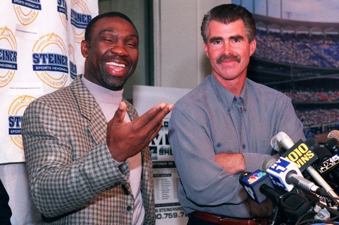 Baseball - Mookie Wilson and Bill Buckner 14 years after the incident ...