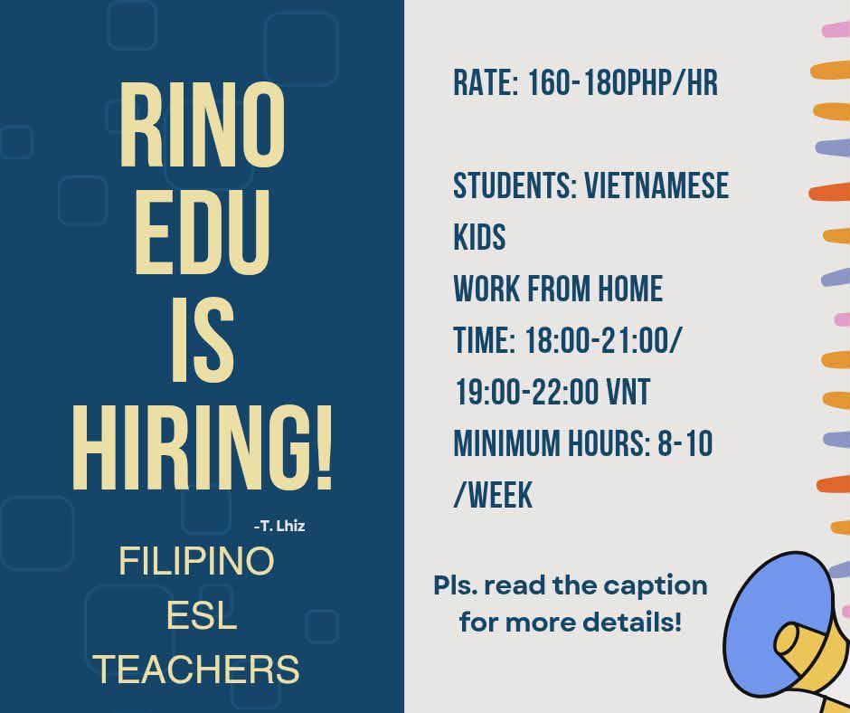 Teacher - RINO EDU is hiring Filipino Online Teachers! Teach young ...