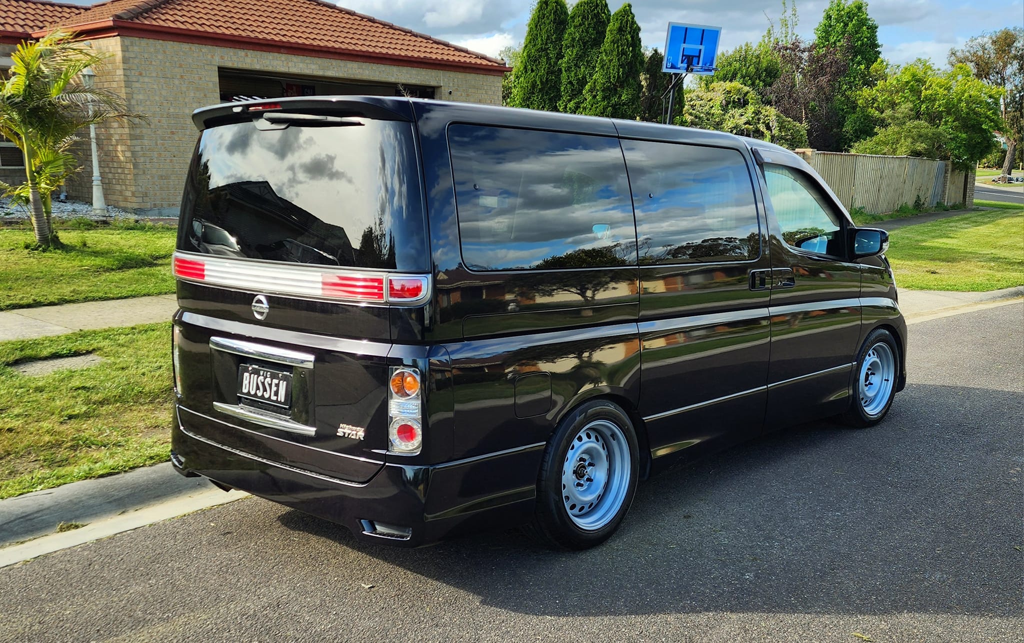 Nissan elgrand on custom steel wheels