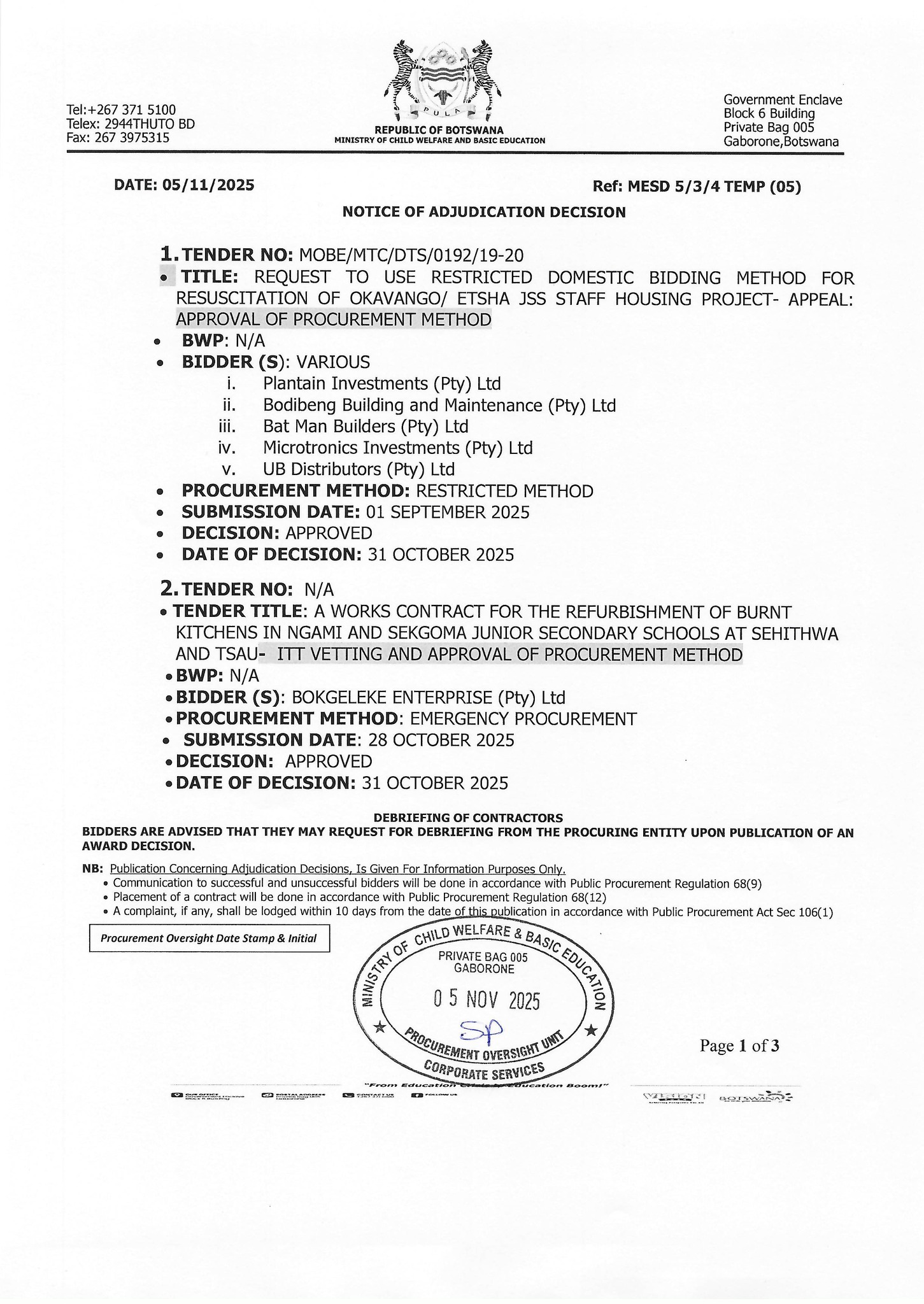 M... - Ministry of Child Welfare and Basic Education, Botswana