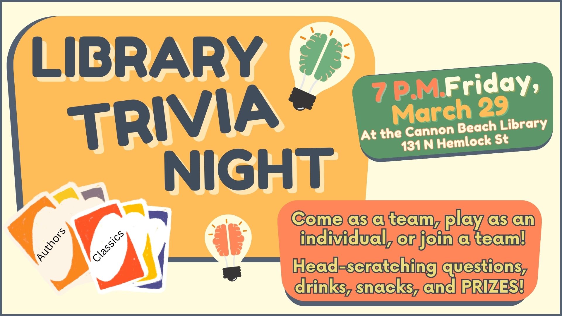 Come on out to TRIVIA NIGHT this... - Cannon Beach Library | Facebook