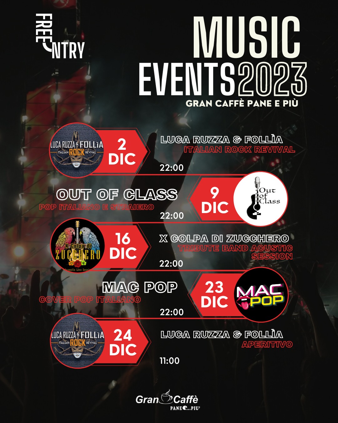 🤩Music Events 2023 . Un Dicembre... - Gran Caffè Pane e Più