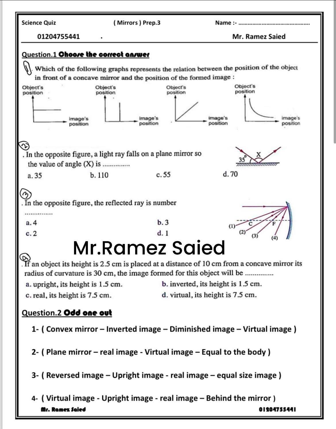 Dr Science - Science exam on Mirrors 🪞 Prep3. 🏌🏻 🏼... | Facebook