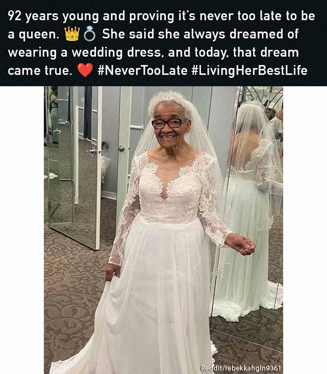old lady in white dress dream 92-year-old woman fulfills of wearing wedding resort2023