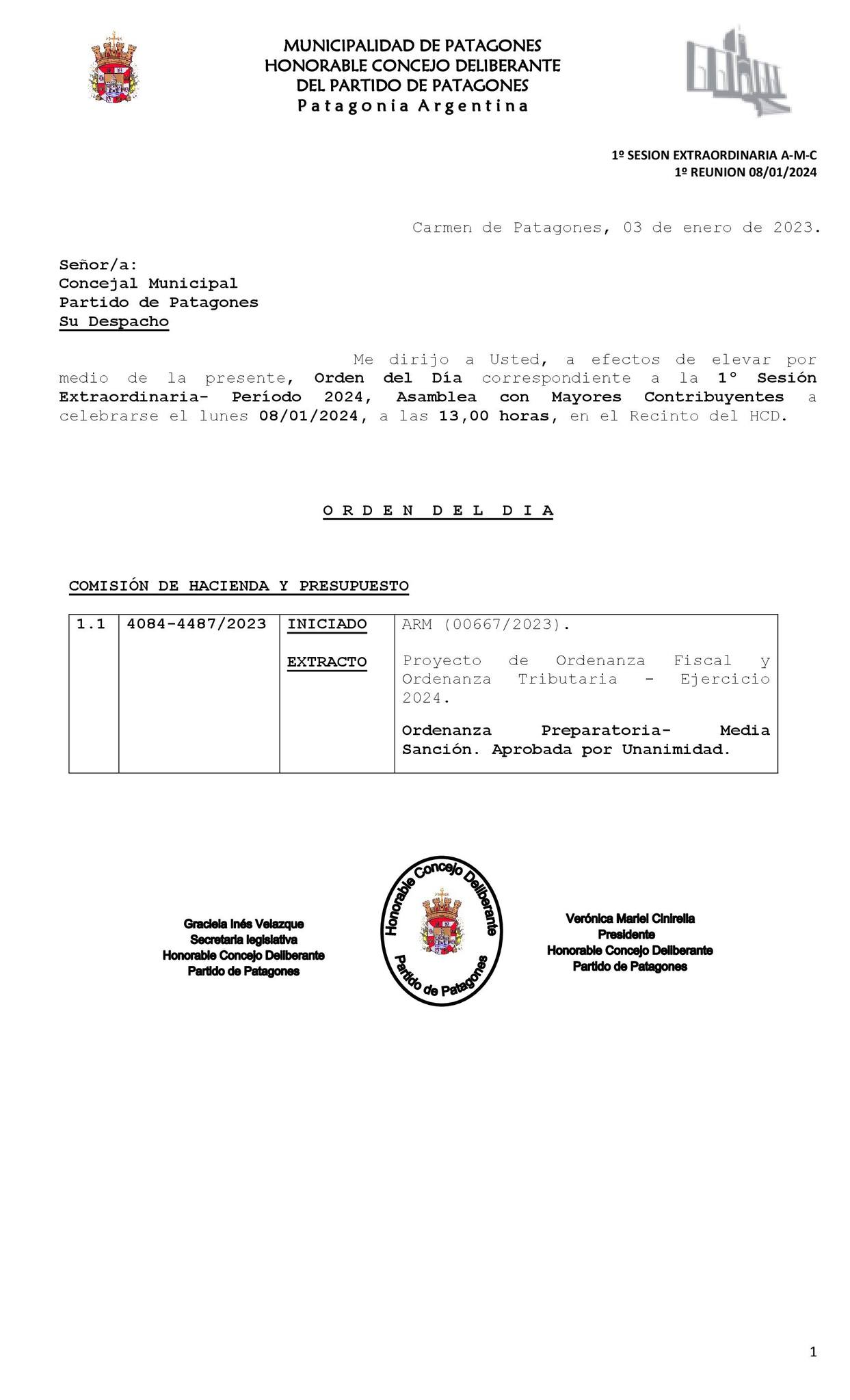 Honorable - 1º SESIÓN EXTRAORDINARIA –ASAMBLEA CON MAYORES ...