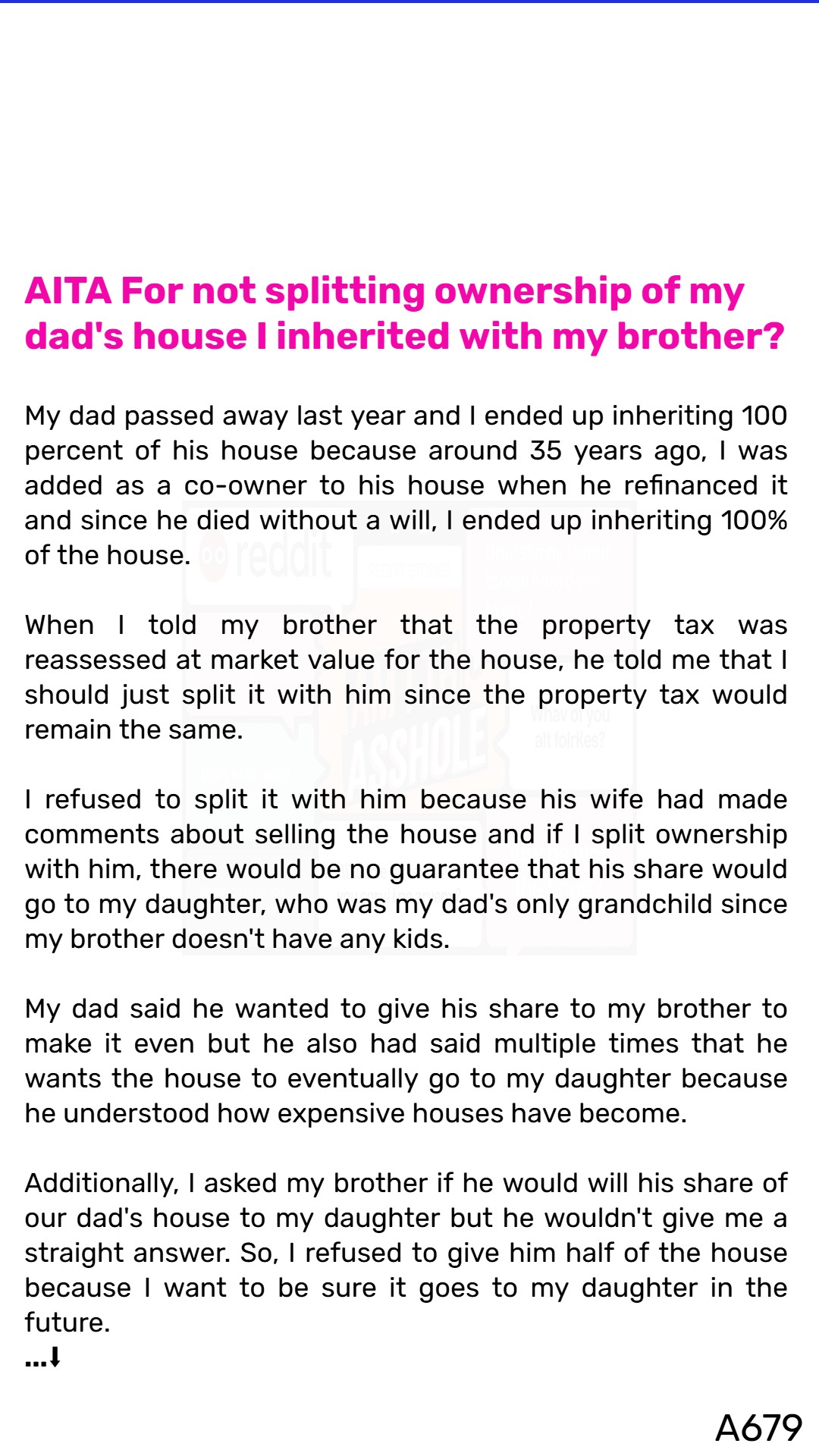Confused - AITA For not splitting ownership of my dad's house I 😂 ⛰ ...