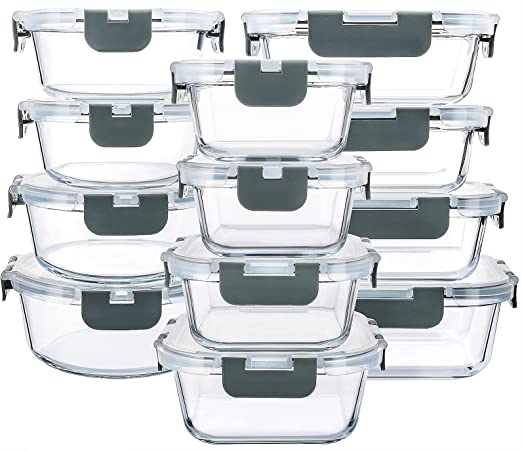 KOMUEE 10 Pack 30oz Glass Meal Prep Containers - 2 Compartment Bento Boxes, Oven & Dishwasher Safe