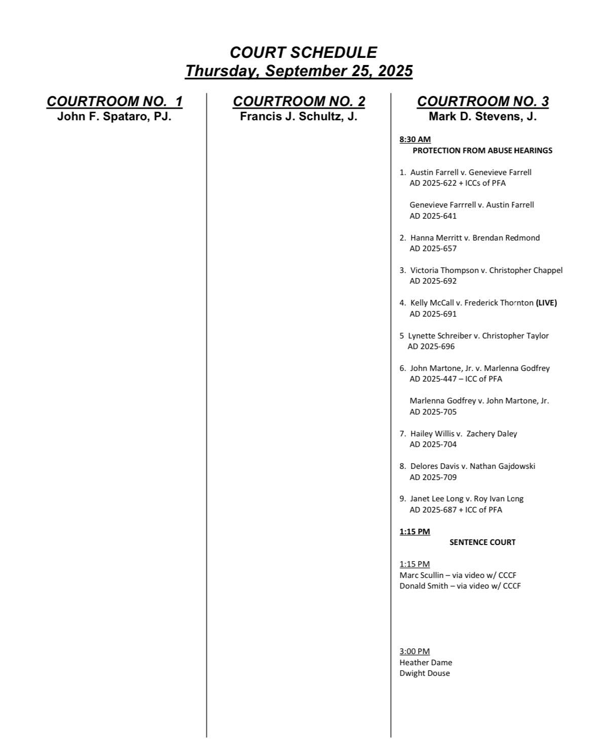 Meadville, Pa Crimewatch | Common Pleas Court Schedule | Facebook