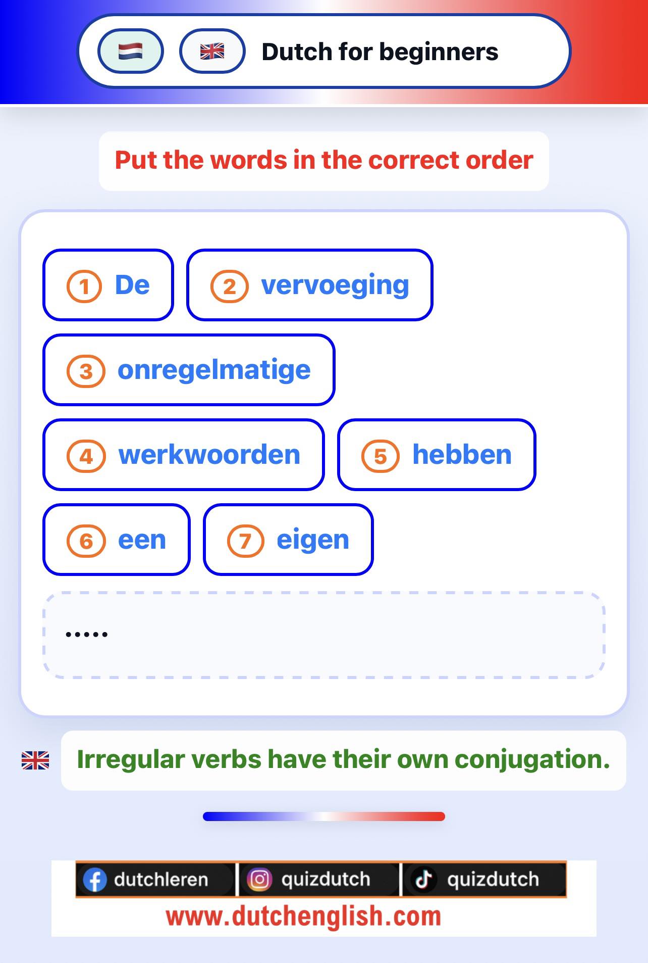 Dutch sentences #nederlands #learndutch... - Nederlands leren | Facebook