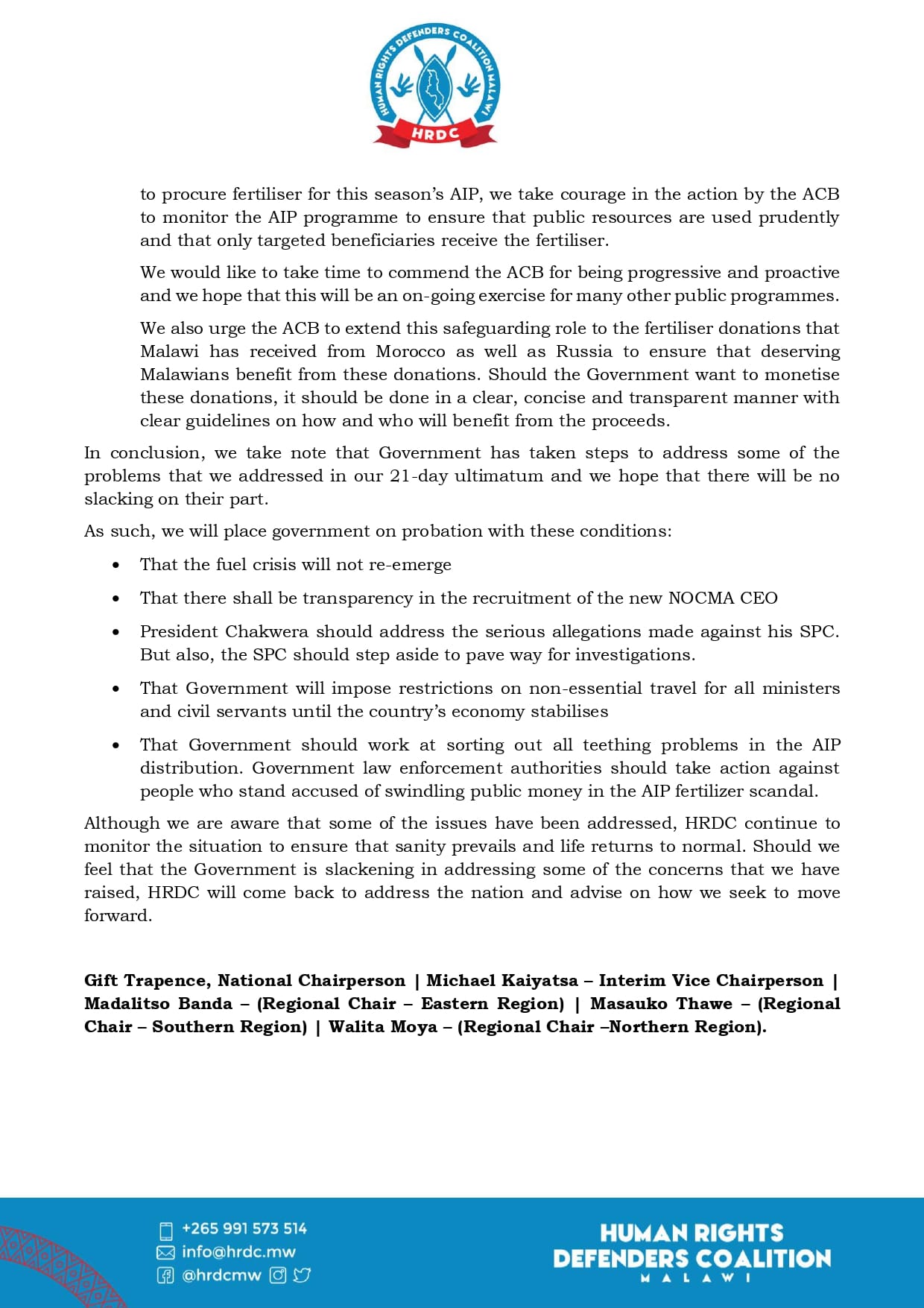 Human Rights Defenders Coalition - Malawi | Lilongwe