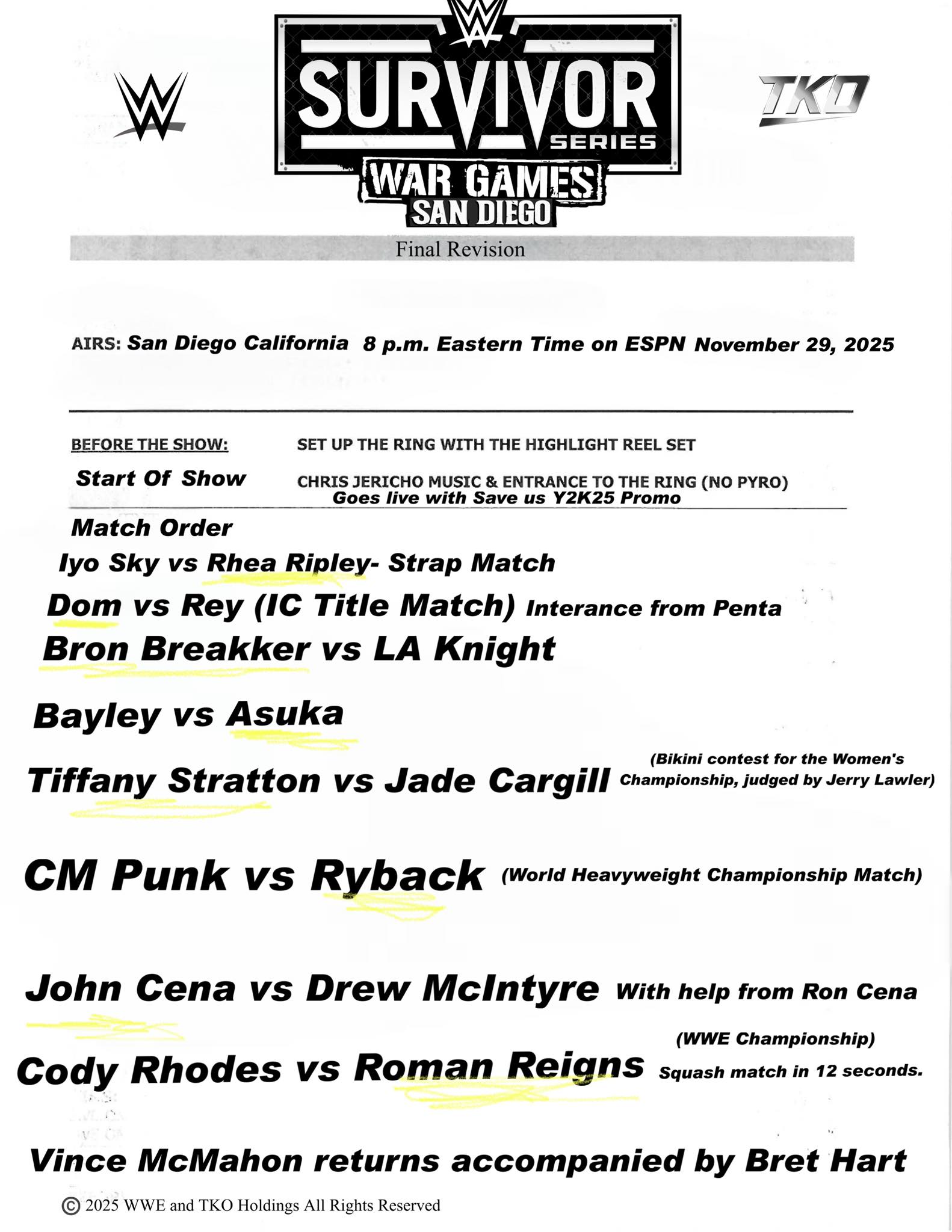 WWG-World - The 2025 Survivor Series script has been leaked 👀 | Facebook