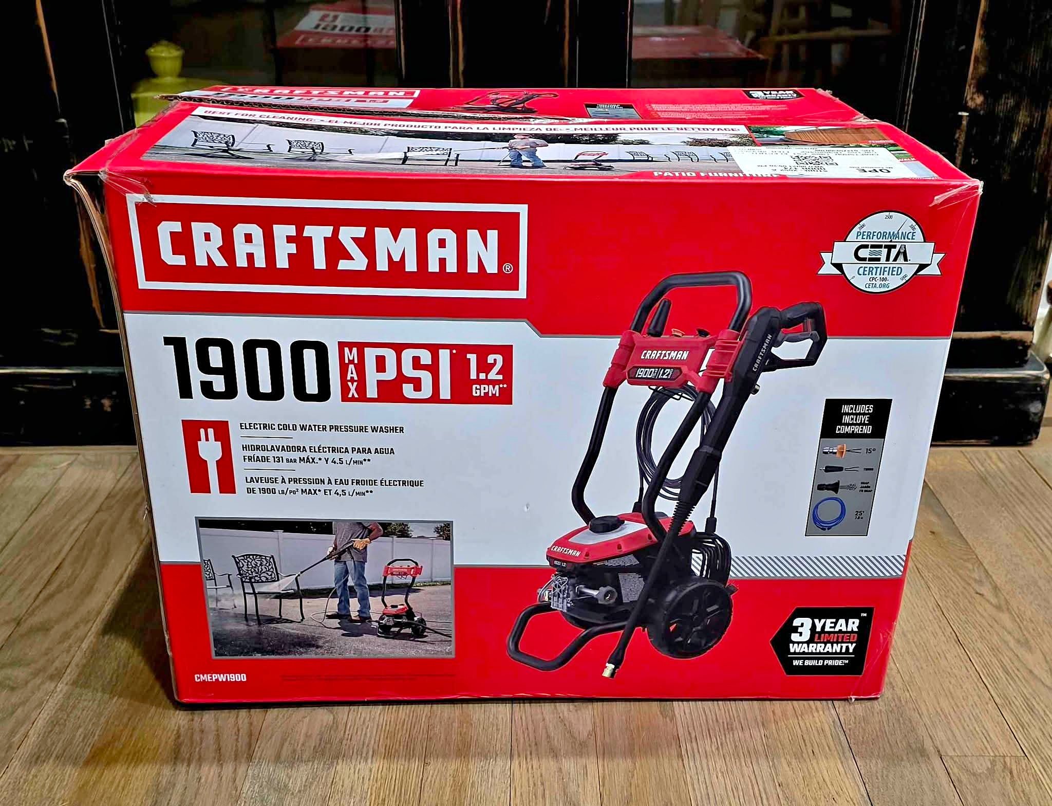 Craftsman Power Washer - 1900 PSI / 2.1 GPM (new in box) - Pressure ...
