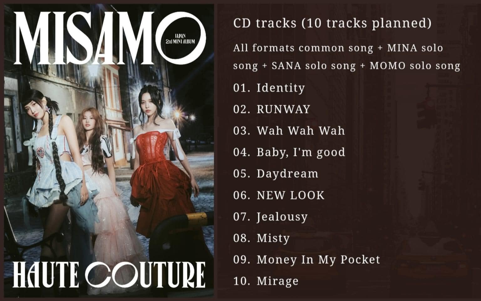 📄] MISAMO ✨HAUTE COUTURE✨ Tracklist: 1. Identity 2. RUNWAY 3