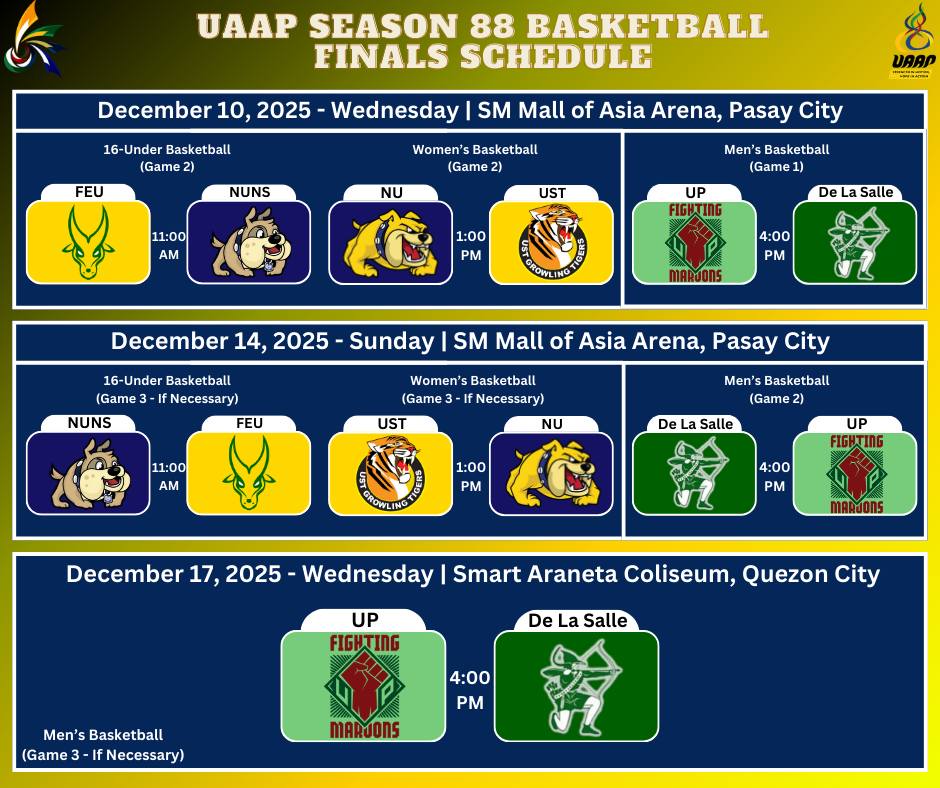 Philippine - UAAP Season 88 Basketball Finals Schedule December 10 ...