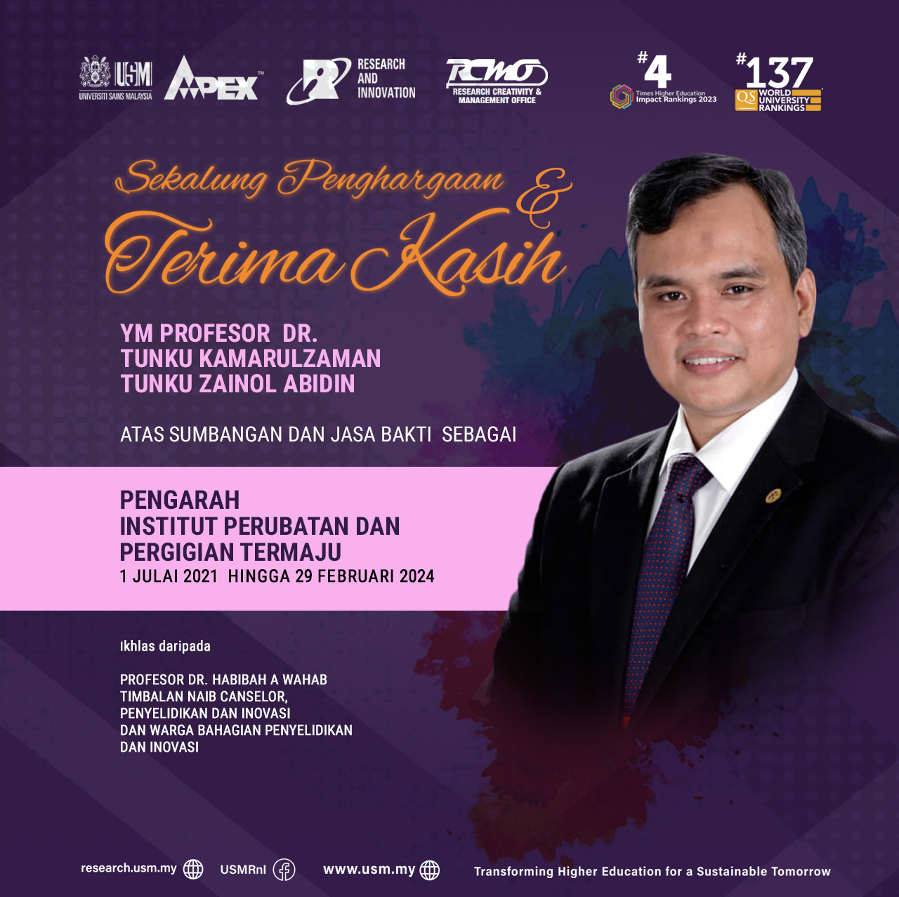 Universiti - Sekalung Penghargaan dan TERIMA KASIH kepada Profesor Dr ...