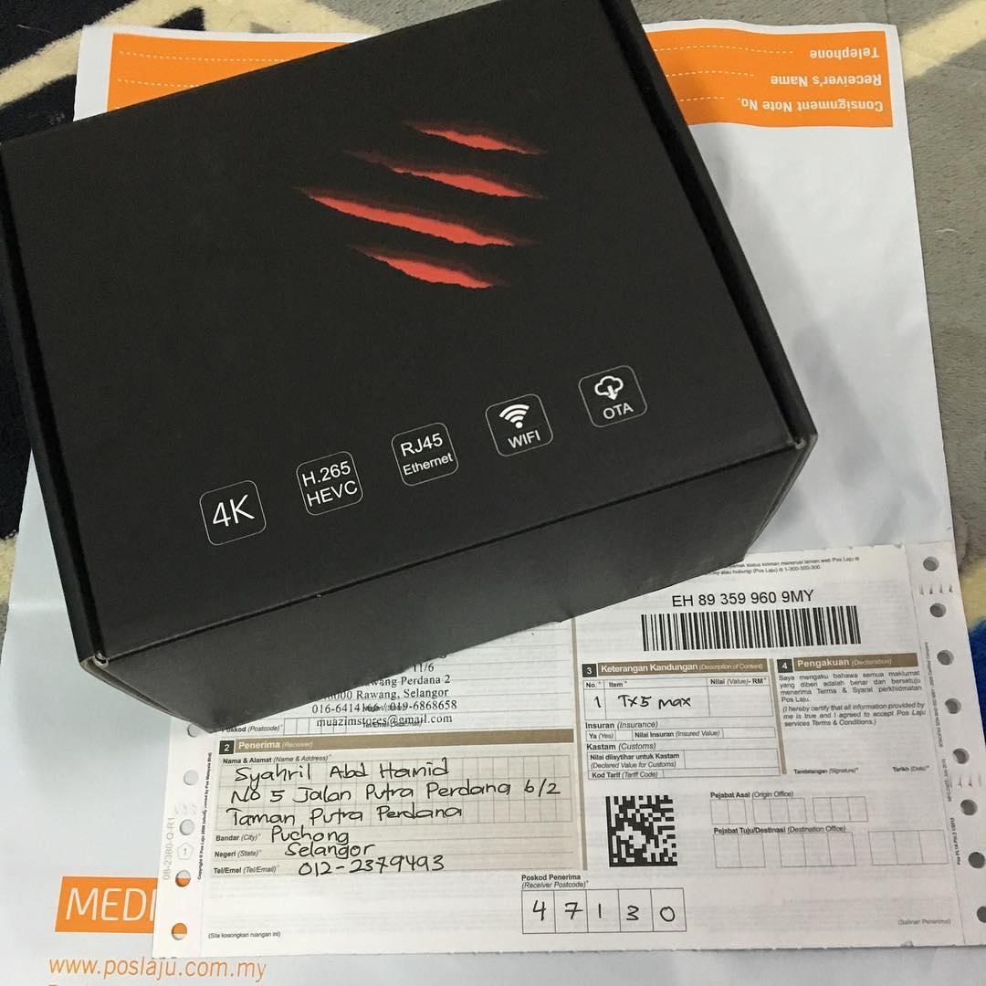 Zidoo Malaysia Poslaju 23 4 19 Eh893599609my Syahril Abd Hamid Puchong Selangor Tanix Tx5 Max Best Budget Tv Box Recommended Pre Installed App Movie Kodi Just Plug Play Place Your Order Here