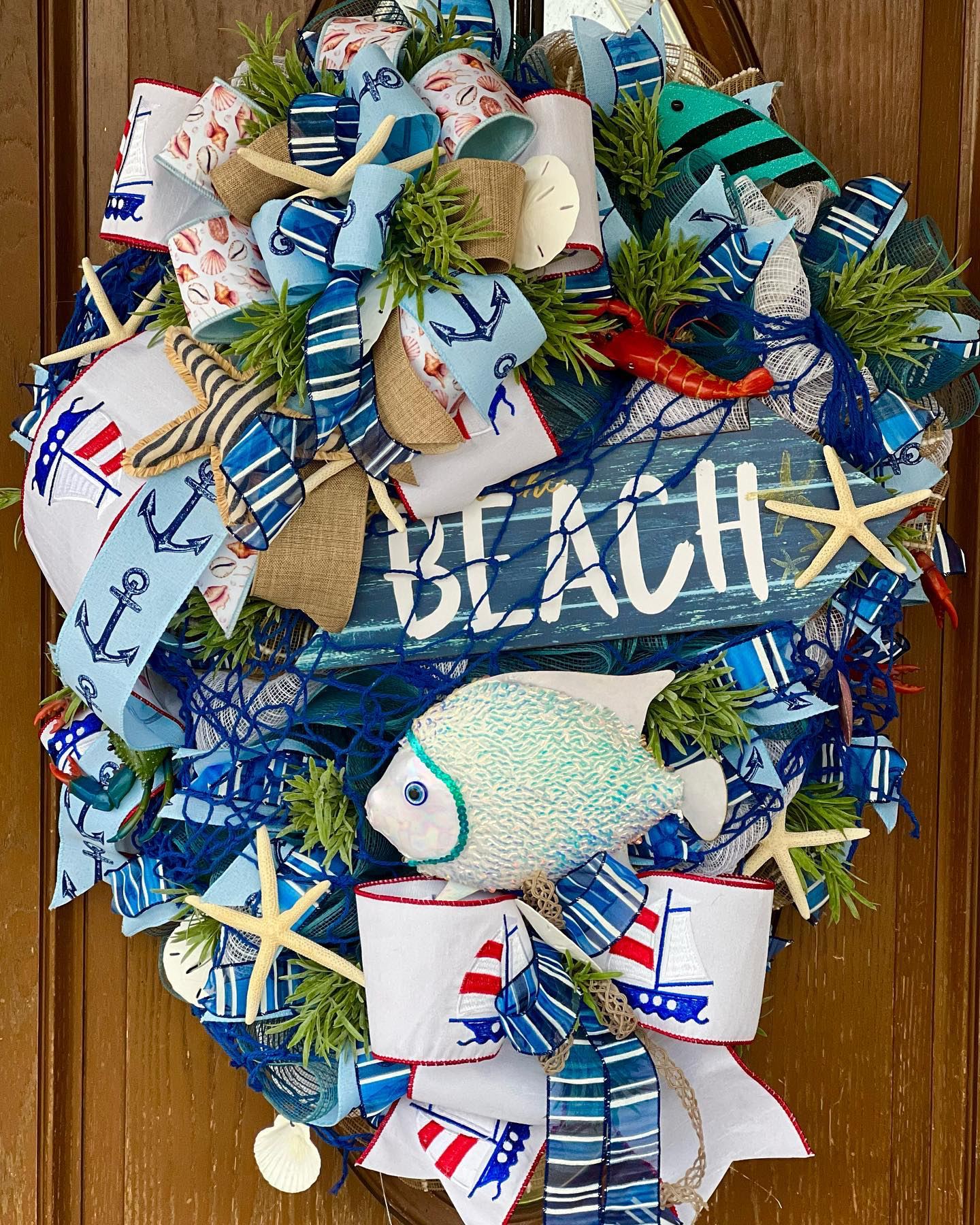 decorative fishing net wreath Gone | Handcrafted Fishing Decor Wreath of the day! What