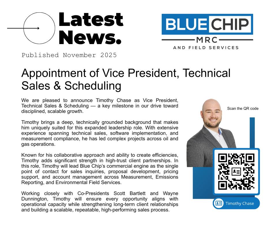 Blue - Blue Chip MRC & Field Services is pleased to announce Timothy ...
