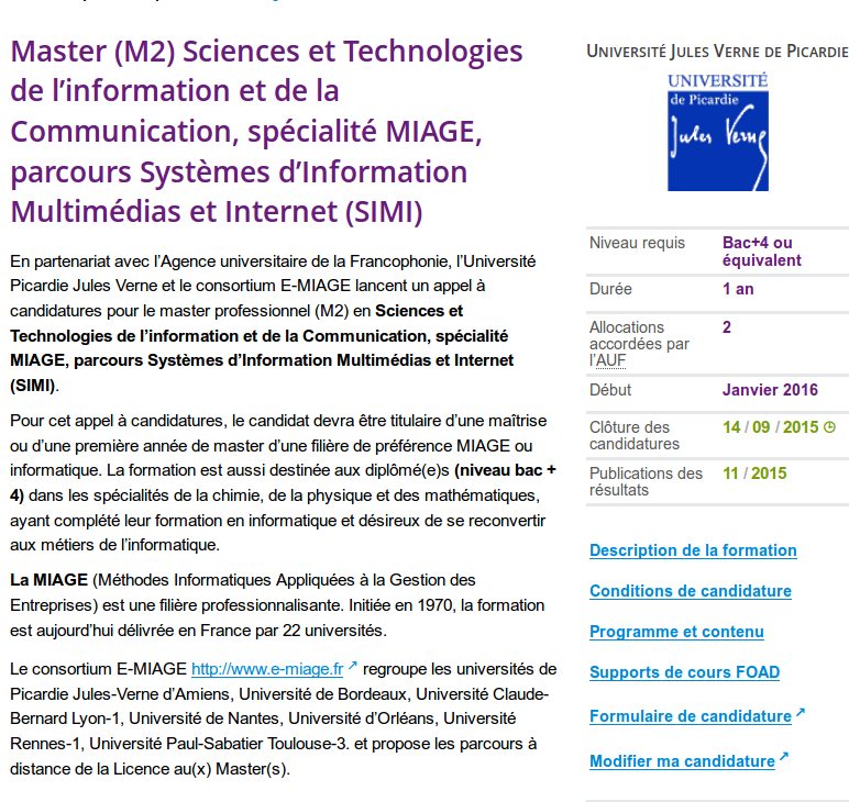 AUF - #FOAD Université Jules Verne de Picardie : Master (M2) Sciences ...