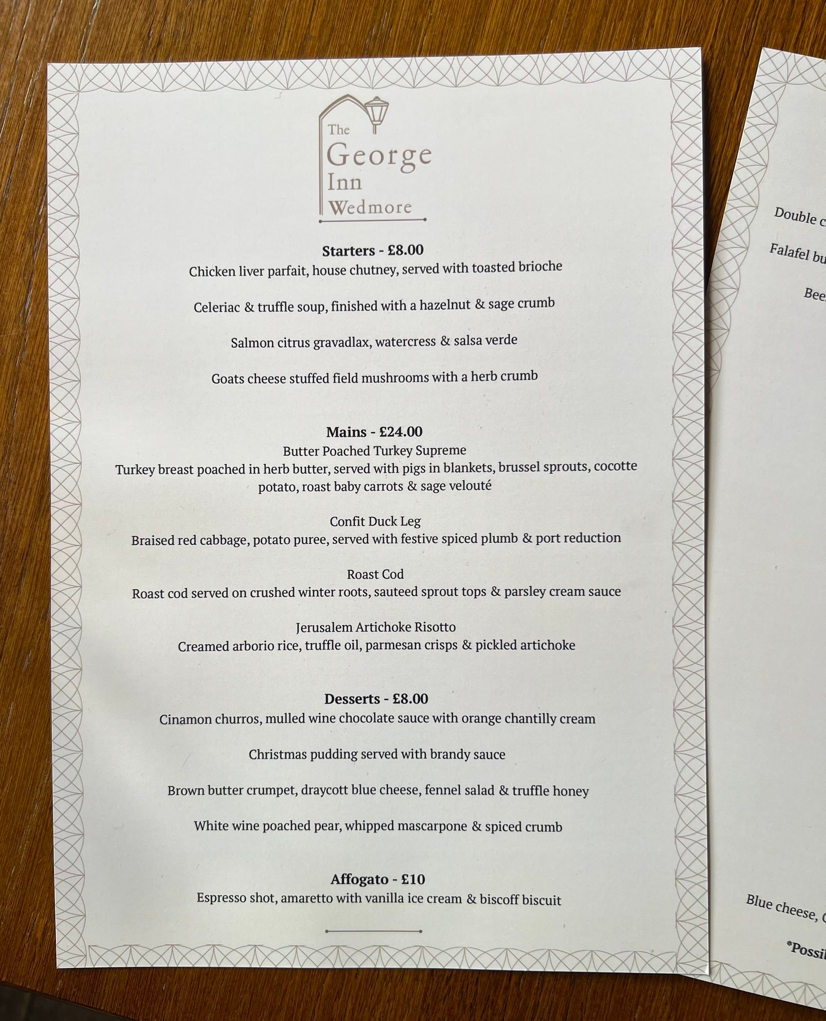 New menu live this evening.... - The George Inn Wedmore | Facebook