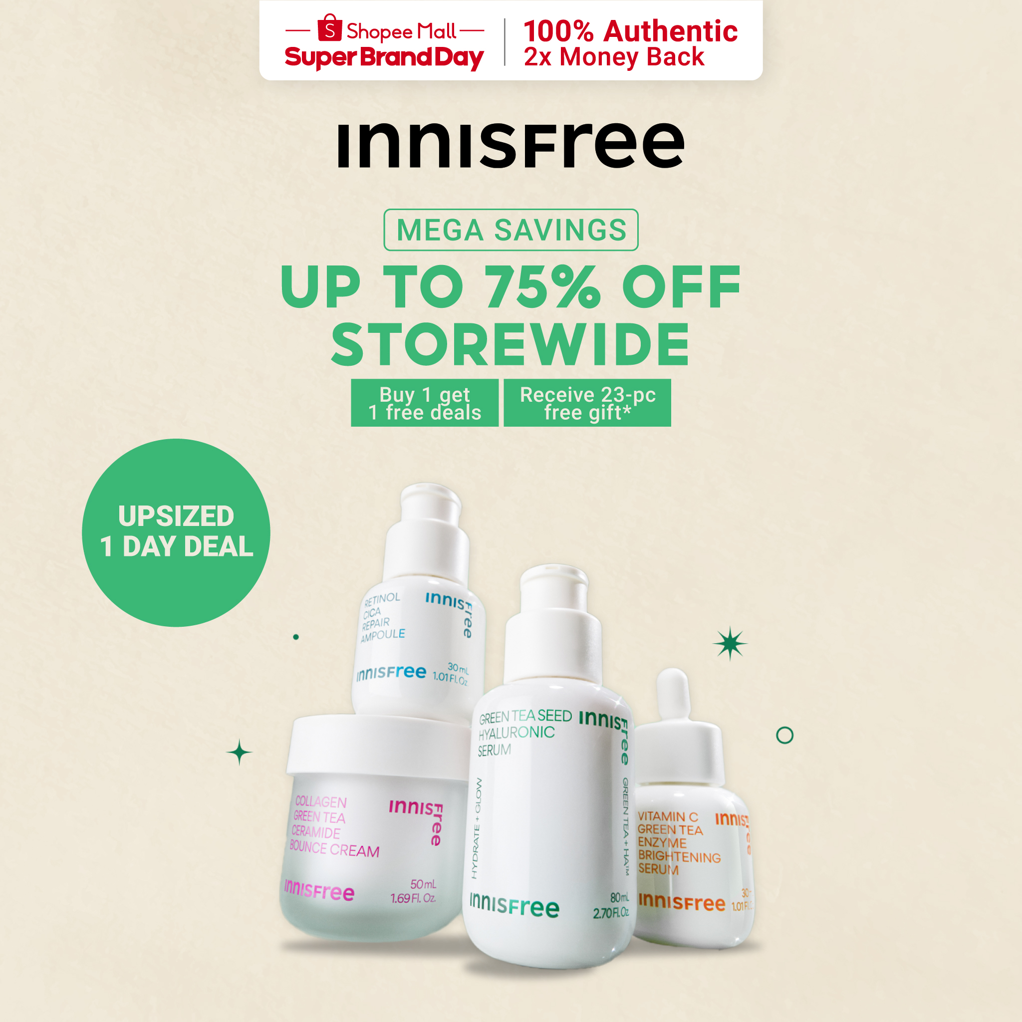 Shopee - One Day Mega Savings with Innisfree! Up to 75%...