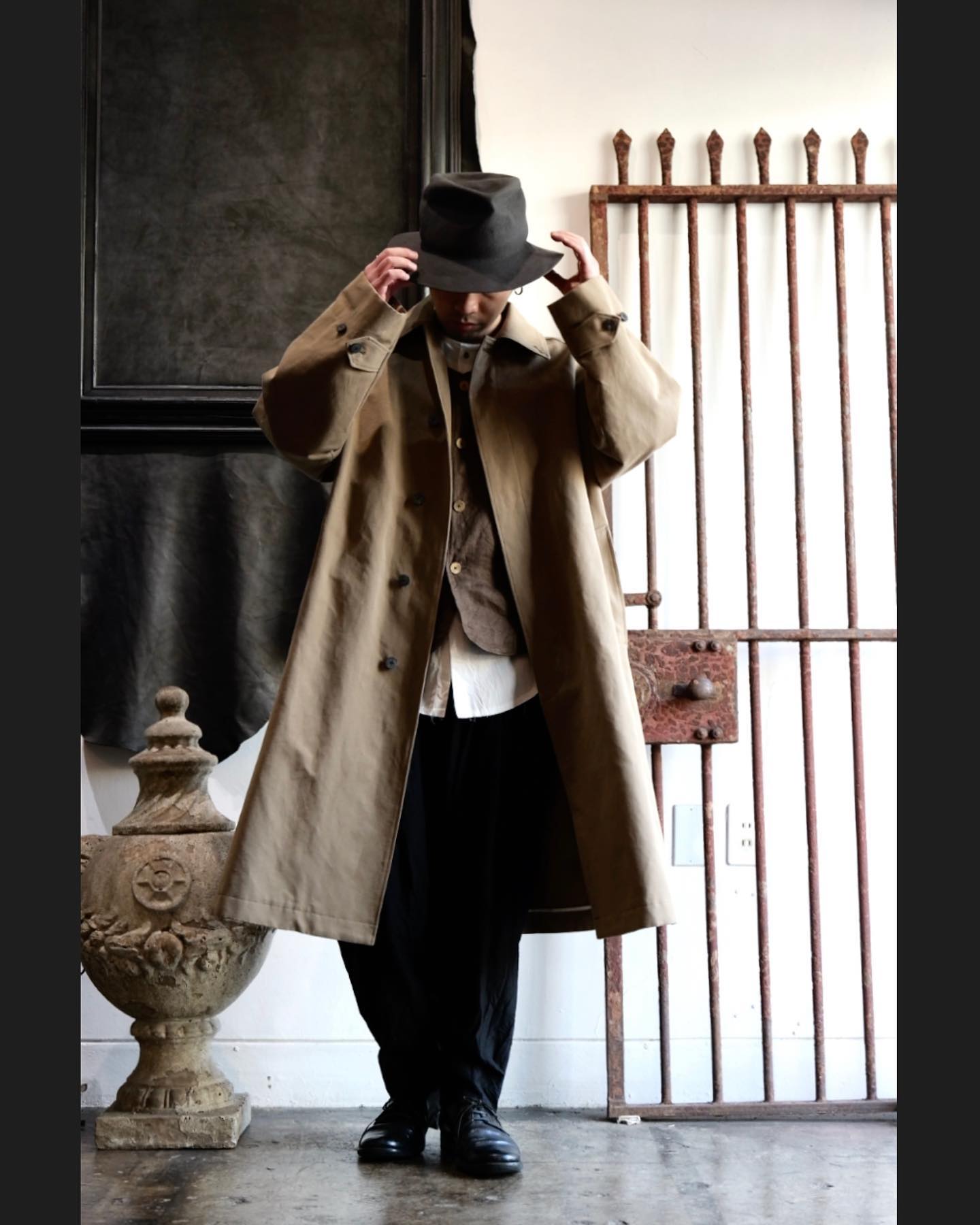 calmlence 】 Coat：COAT004. Balmacaan Coat Nanako Cloth(Canvas