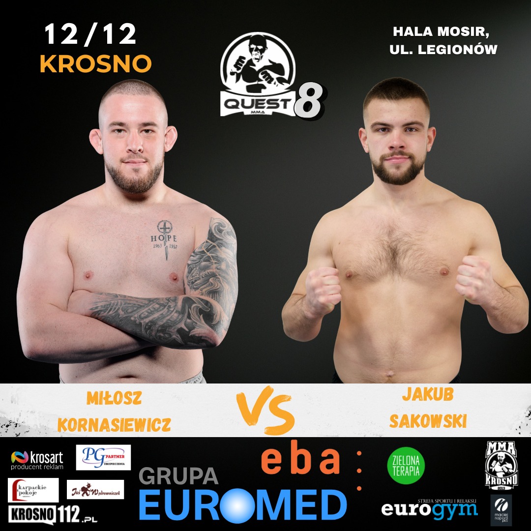 QUEST - 🔥 WALKA WIECZORU – QUEST MMA 8 🔥 🏆 Miłosz Kornasiewicz vs Jakub ...