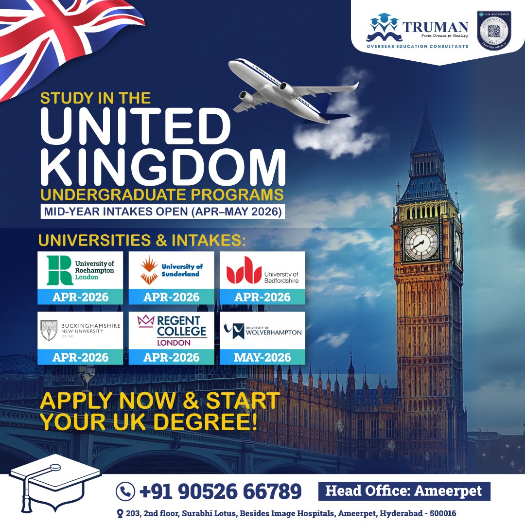 Truman - 🇬🇧 Study in the UK – Undergraduate Programs 📅 Mid-Year Intakes ...