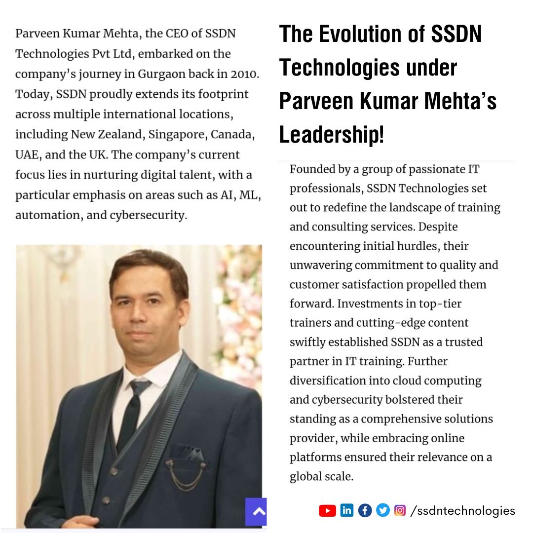 🚀 Honored to announce that Parveen... - SSDN Technologies