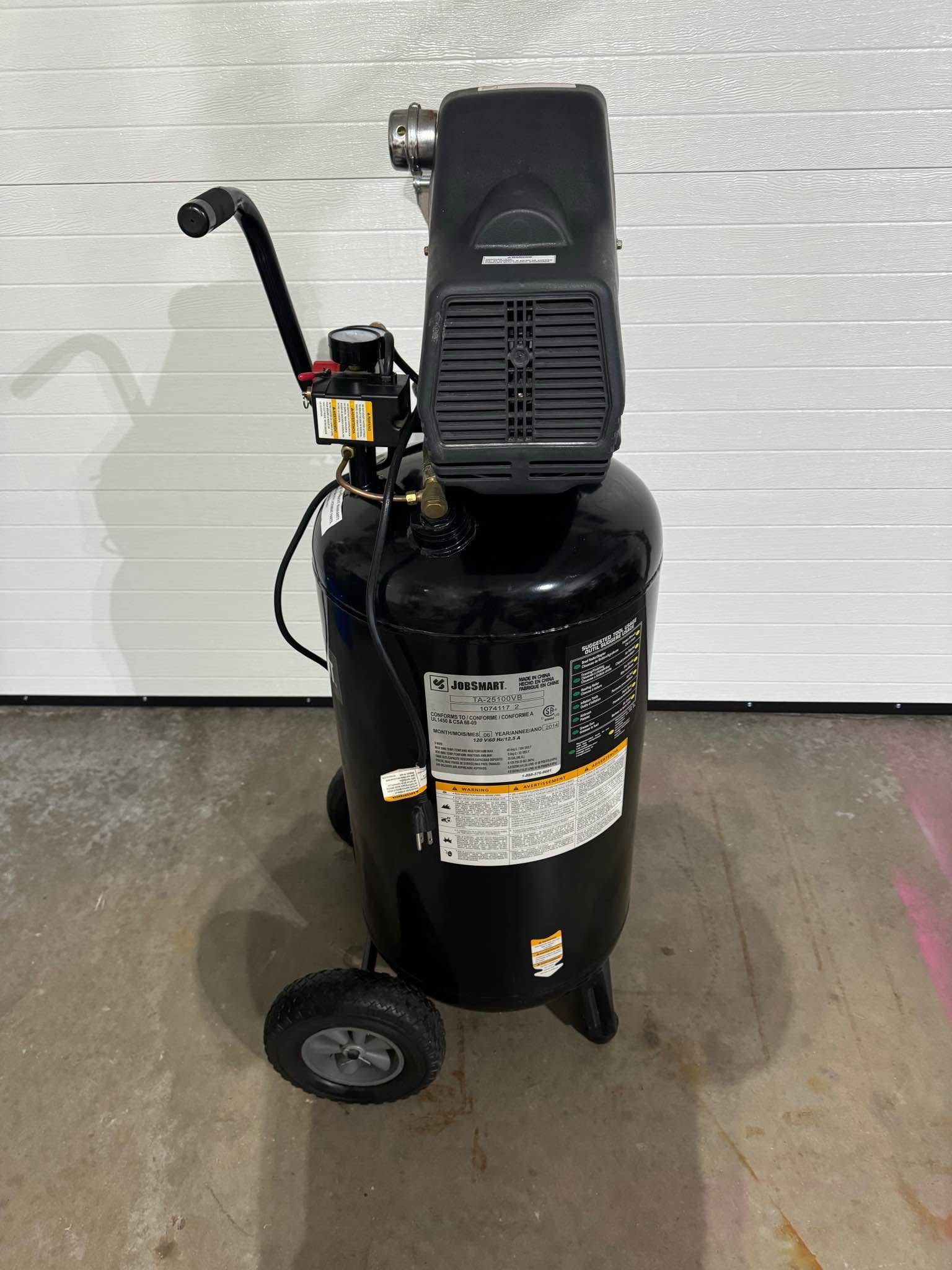 Air compressor Jobsmart 27 gallon with 50’ wall mounted retractable ...