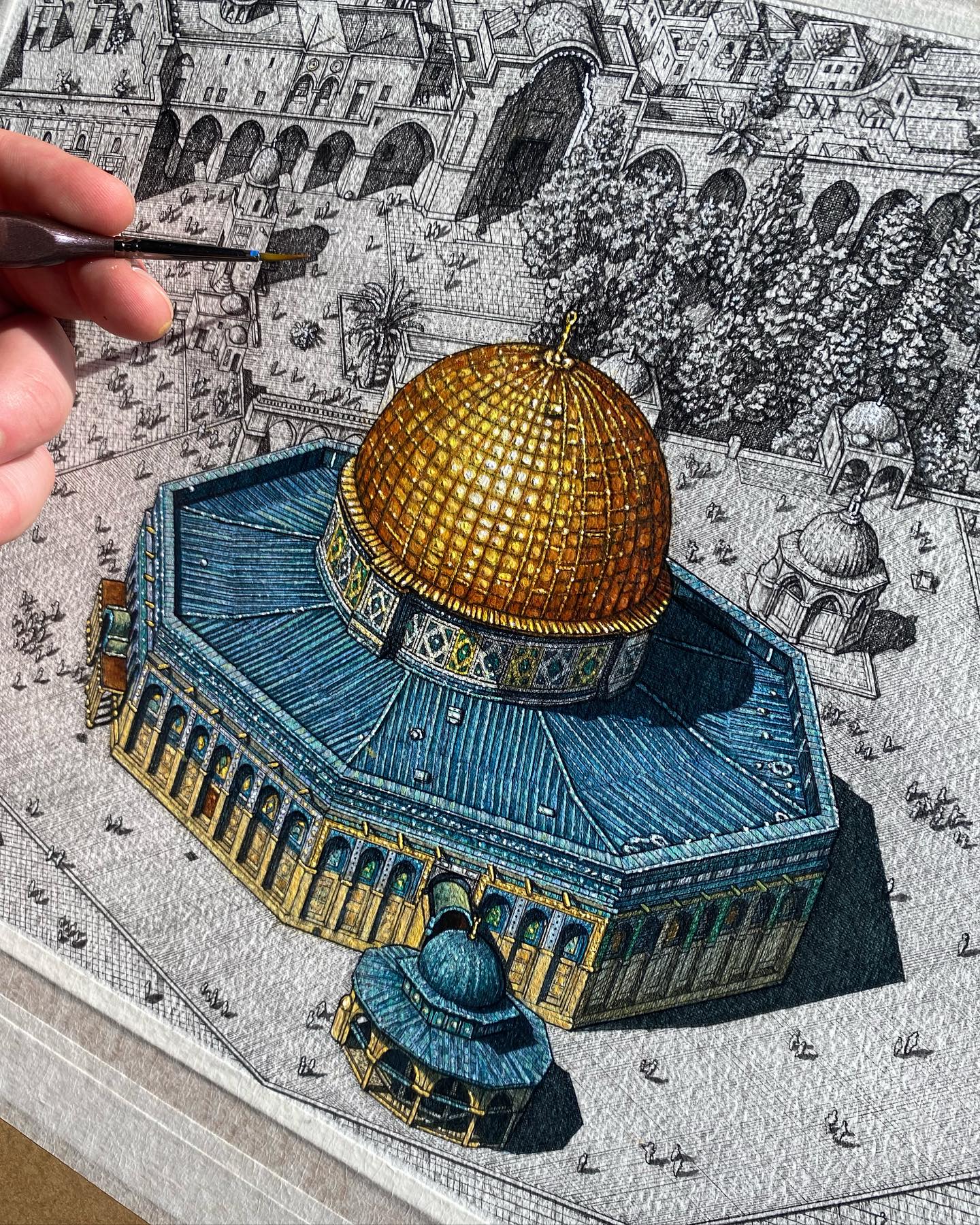 The Dome of the Rock pen & ink... - Liam Hipple illustration | Facebook