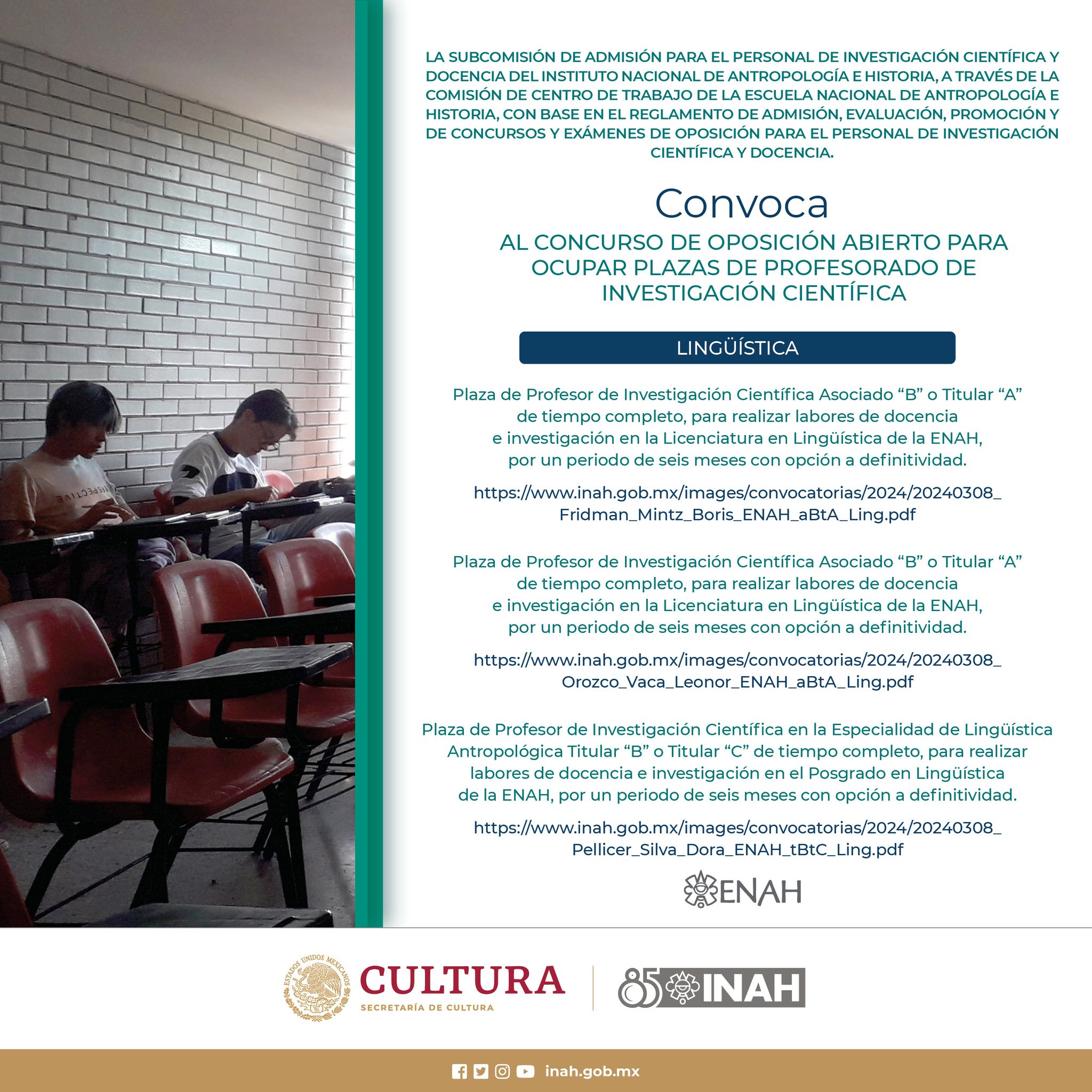 ENAH - 🚨CONCURSO DE OPOSICIÓN ABIERTO🚨 PLAZA DE PROFESORADO DE ...