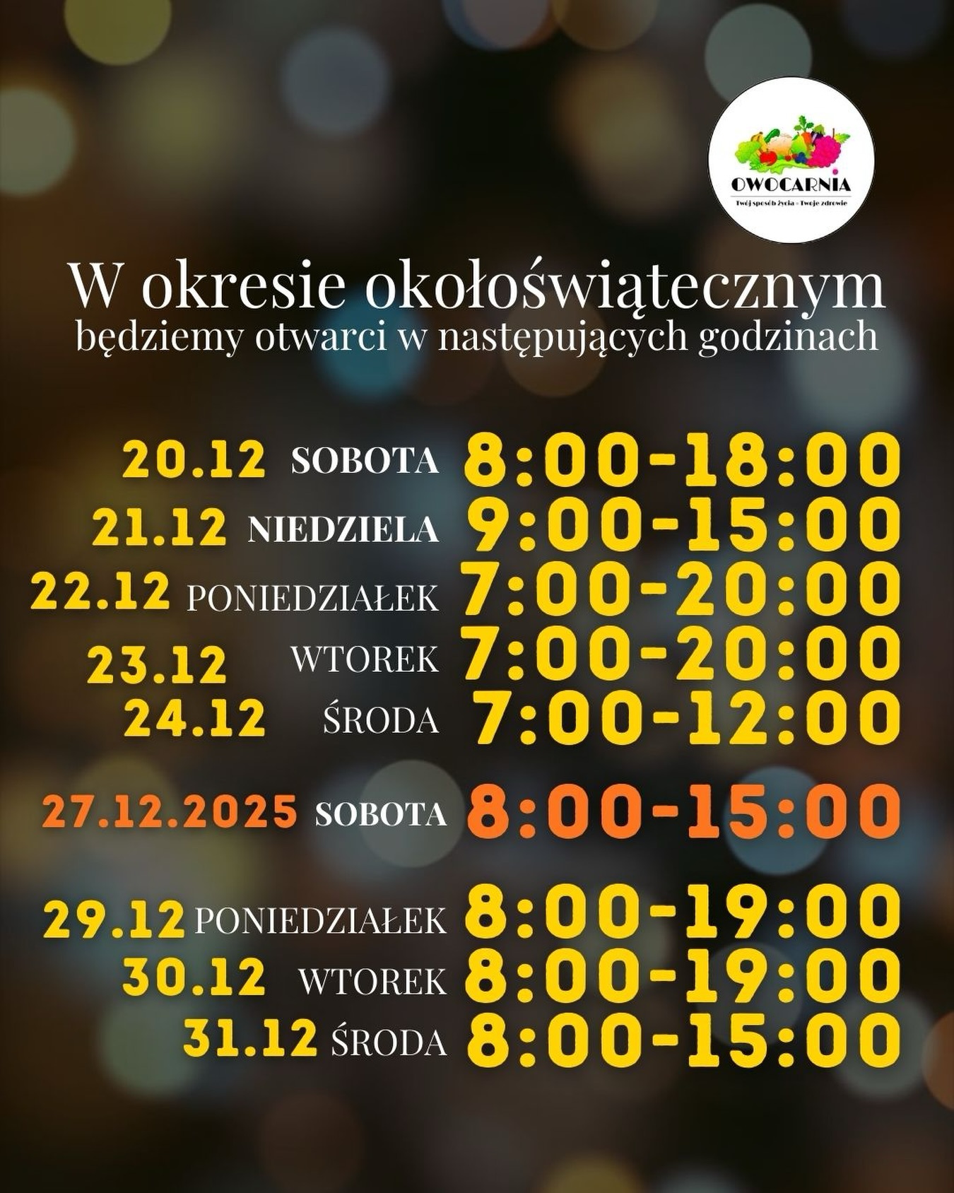 Owocarnia - Kochani rozpiska godzinowa już na Was czeka! A... | Facebook