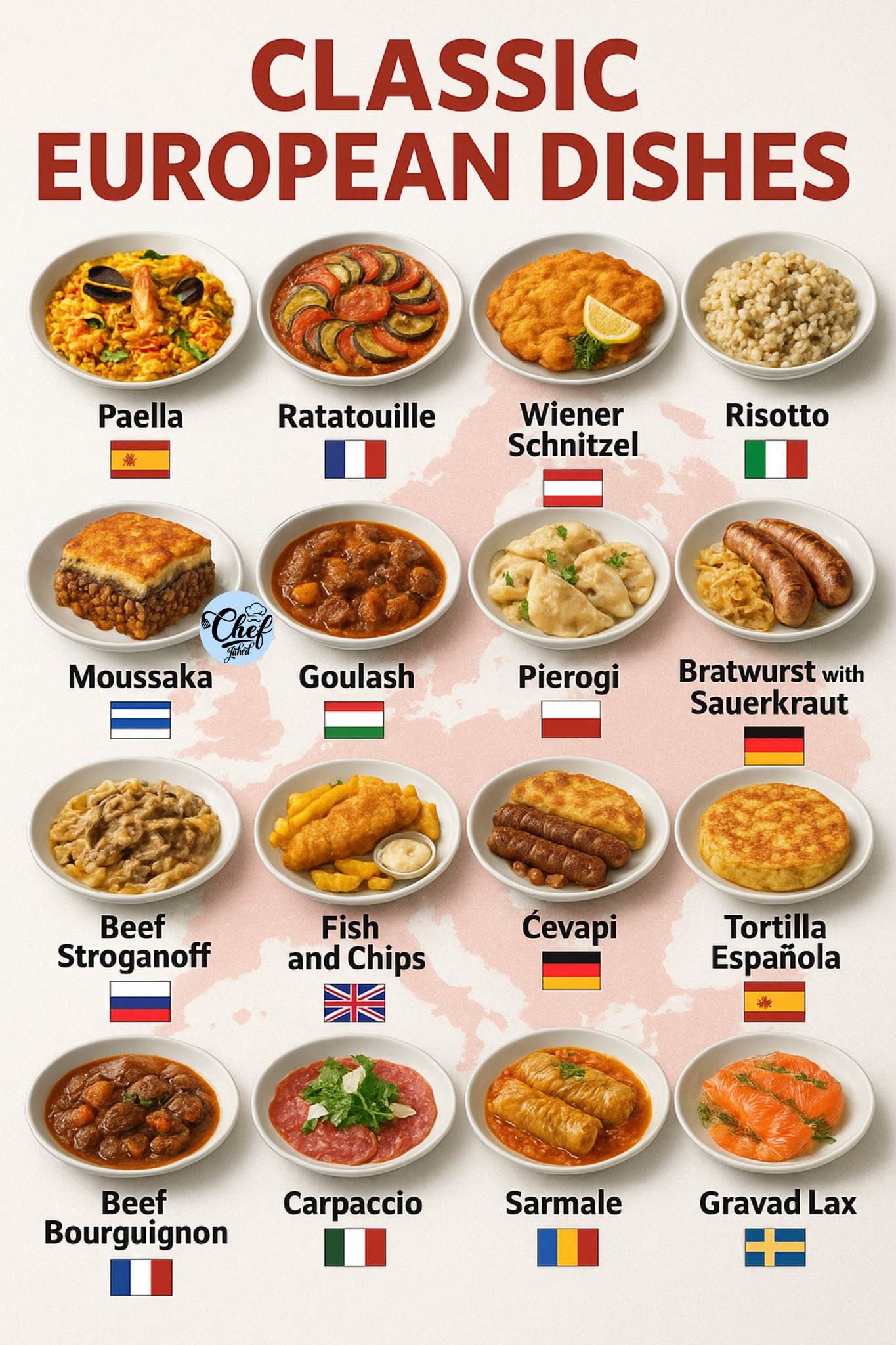 Chef - CLASSIC EUROPEAN DISHES Paella, Ratatouille, Wiener Schnitzel ...