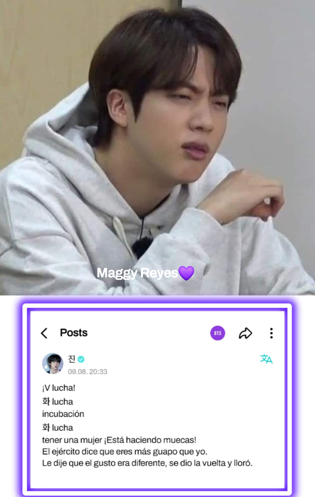 BTS - 😂 jajajaja no había visto la traducción del traductor de weverse💚 ...