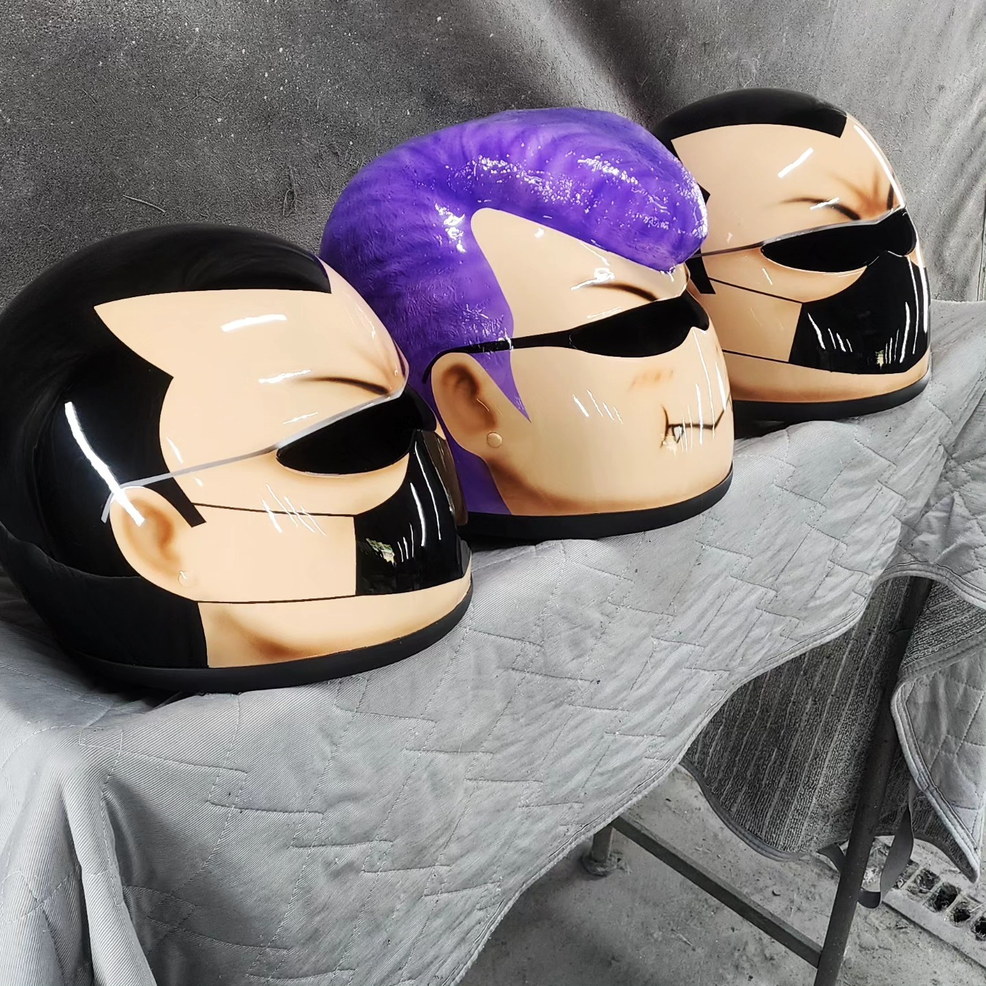 😎💜🤎🧡ヘルメット加工、ペイントのご依頼でした 有り難う御座いまし