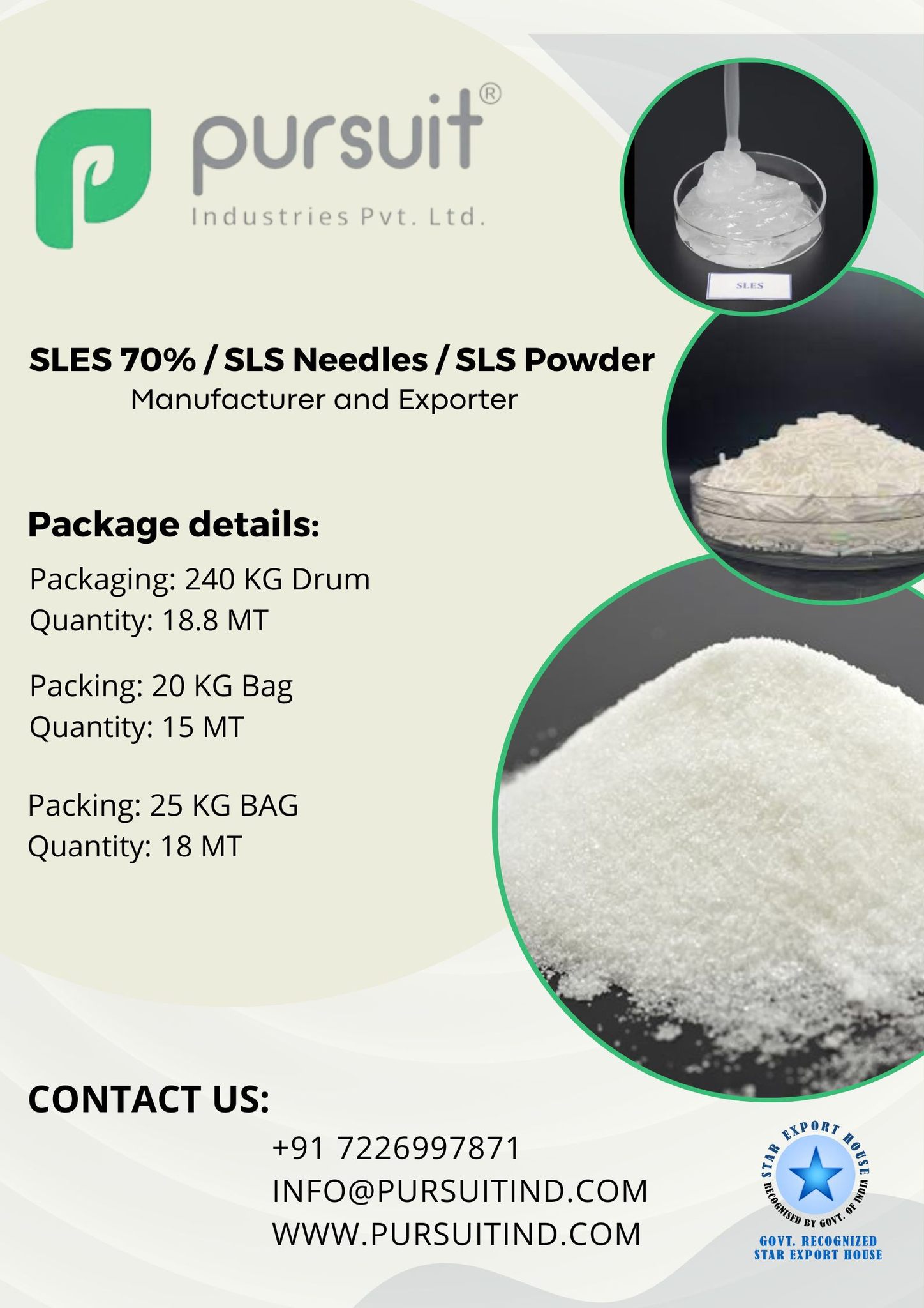 #sles70% #slspowder #slsneedles... - Pursuit Industries
