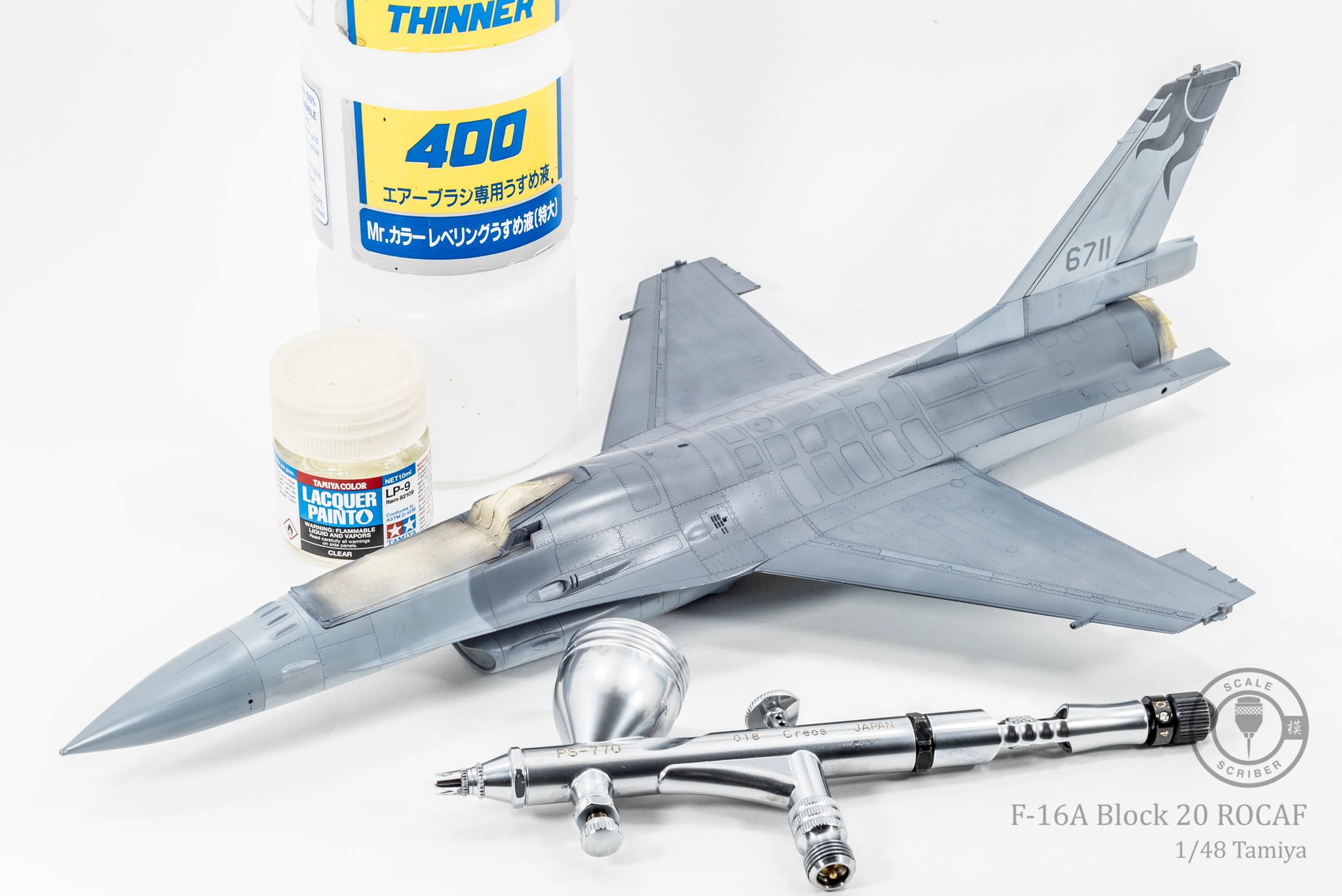 The model, glossed for decals with Tamiya LP-9, thinned with MLT