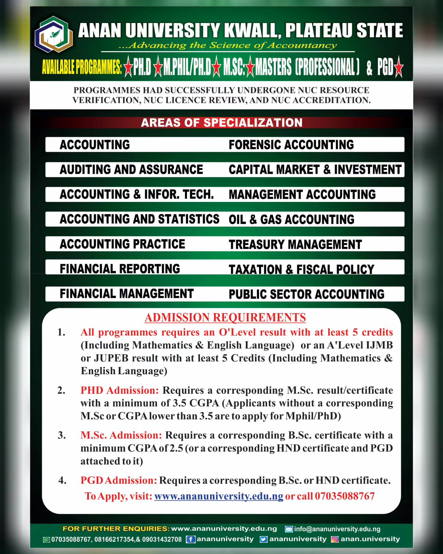 ANAN University - ANAN UNIVERSITY, KWALL, PLATEAU STATE...